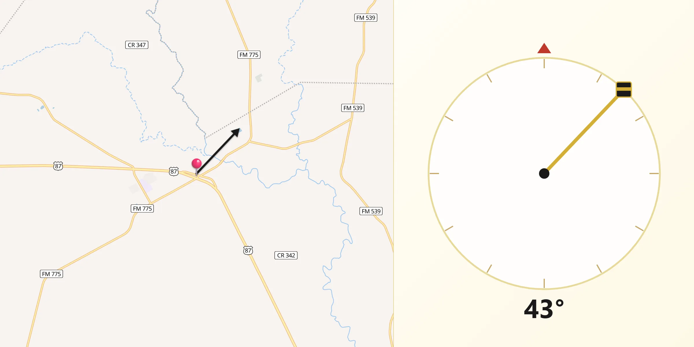 Qibla Direction from La Vernia