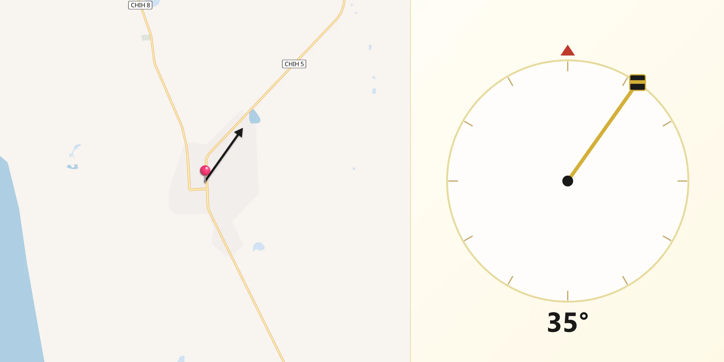 Dirección de la Qibla desde Gómez Farías