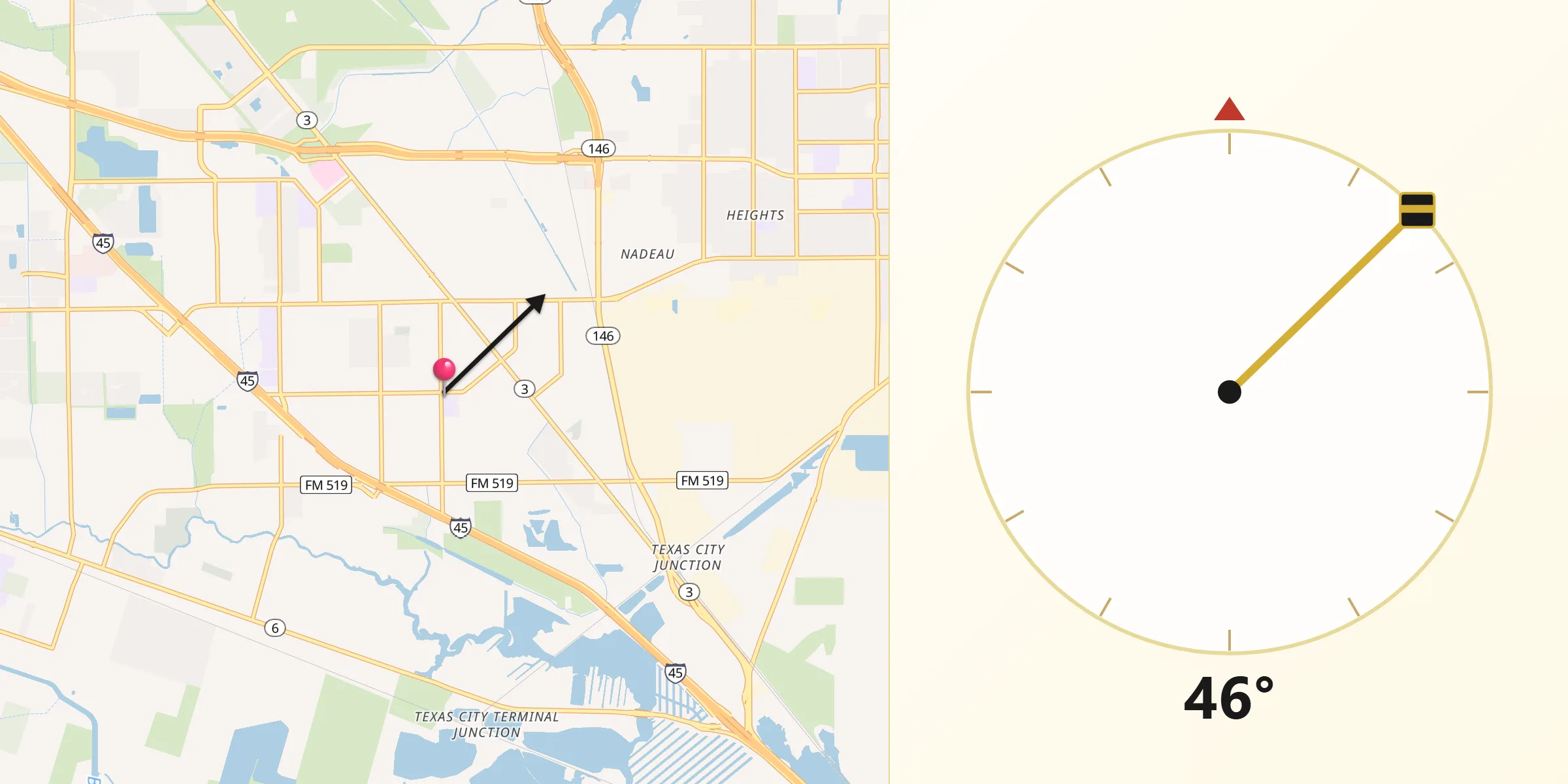 Qibla Direction from La Marque