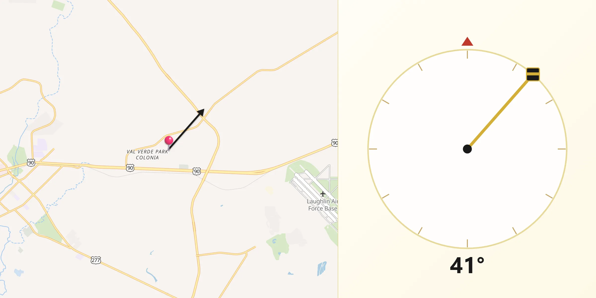 Qibla Direction from Val Verde Park