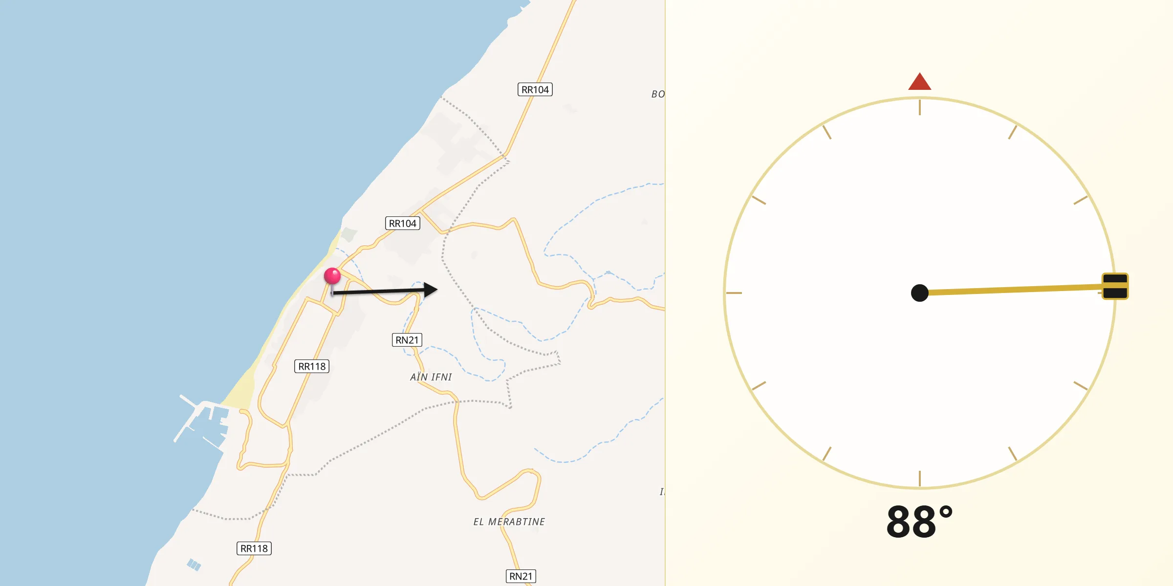 اتجاه القبلة من سيدي إفني