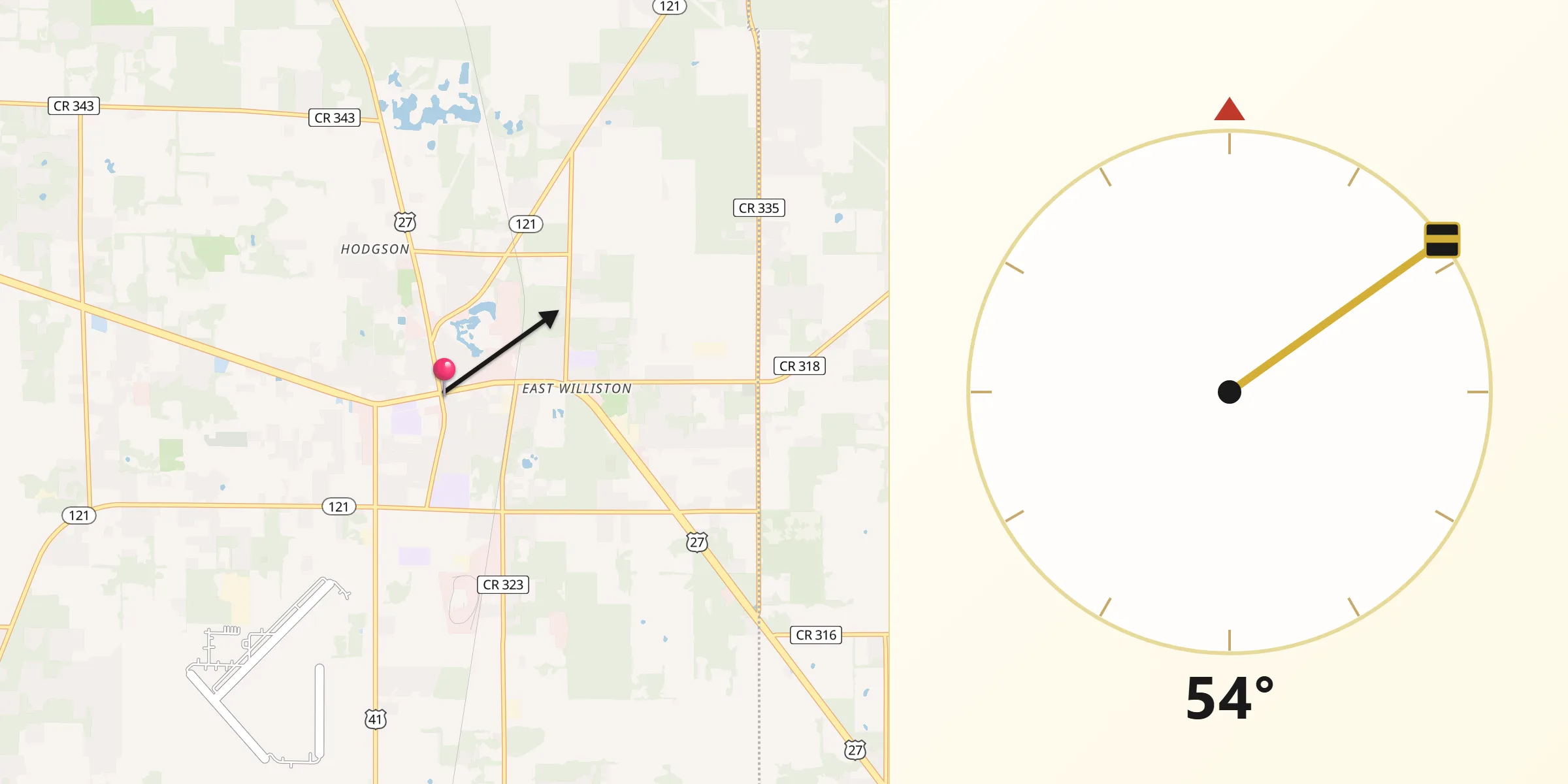 Qibla Direction from Williston