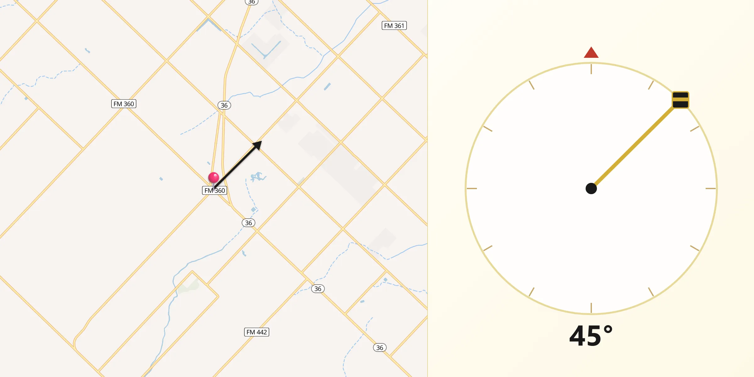 Qibla Direction from Needville