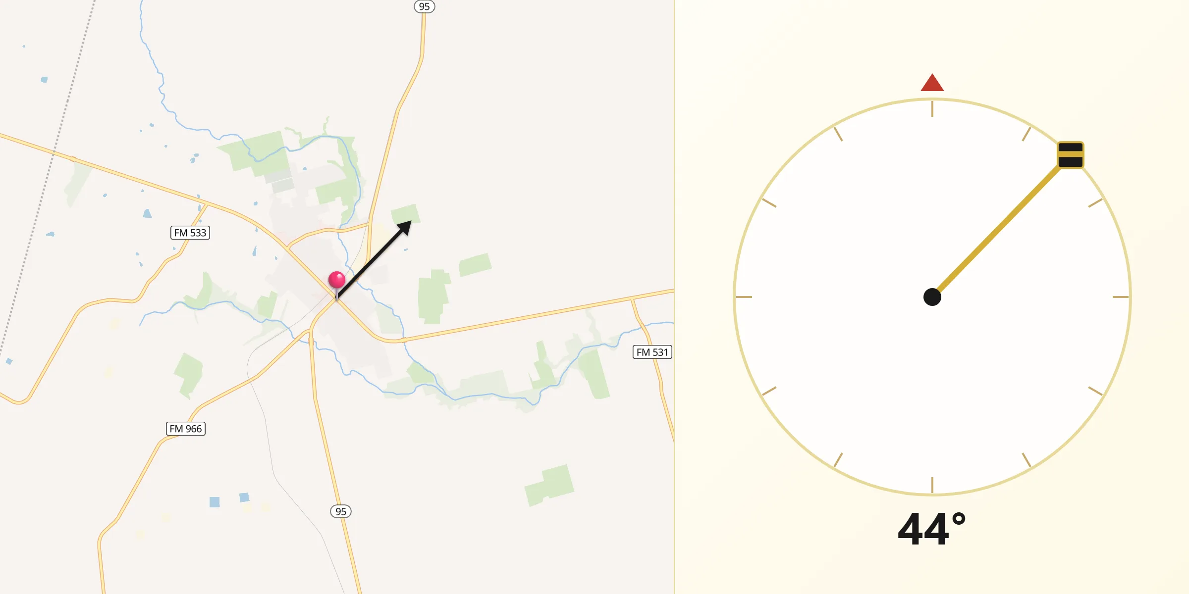 Qibla Direction from Shiner