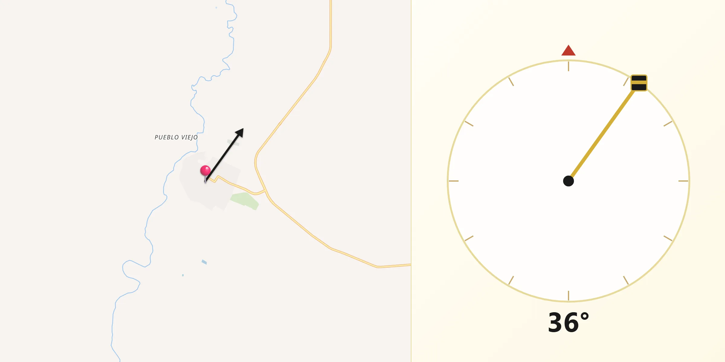 Dirección de la Qibla desde Las Cruces
