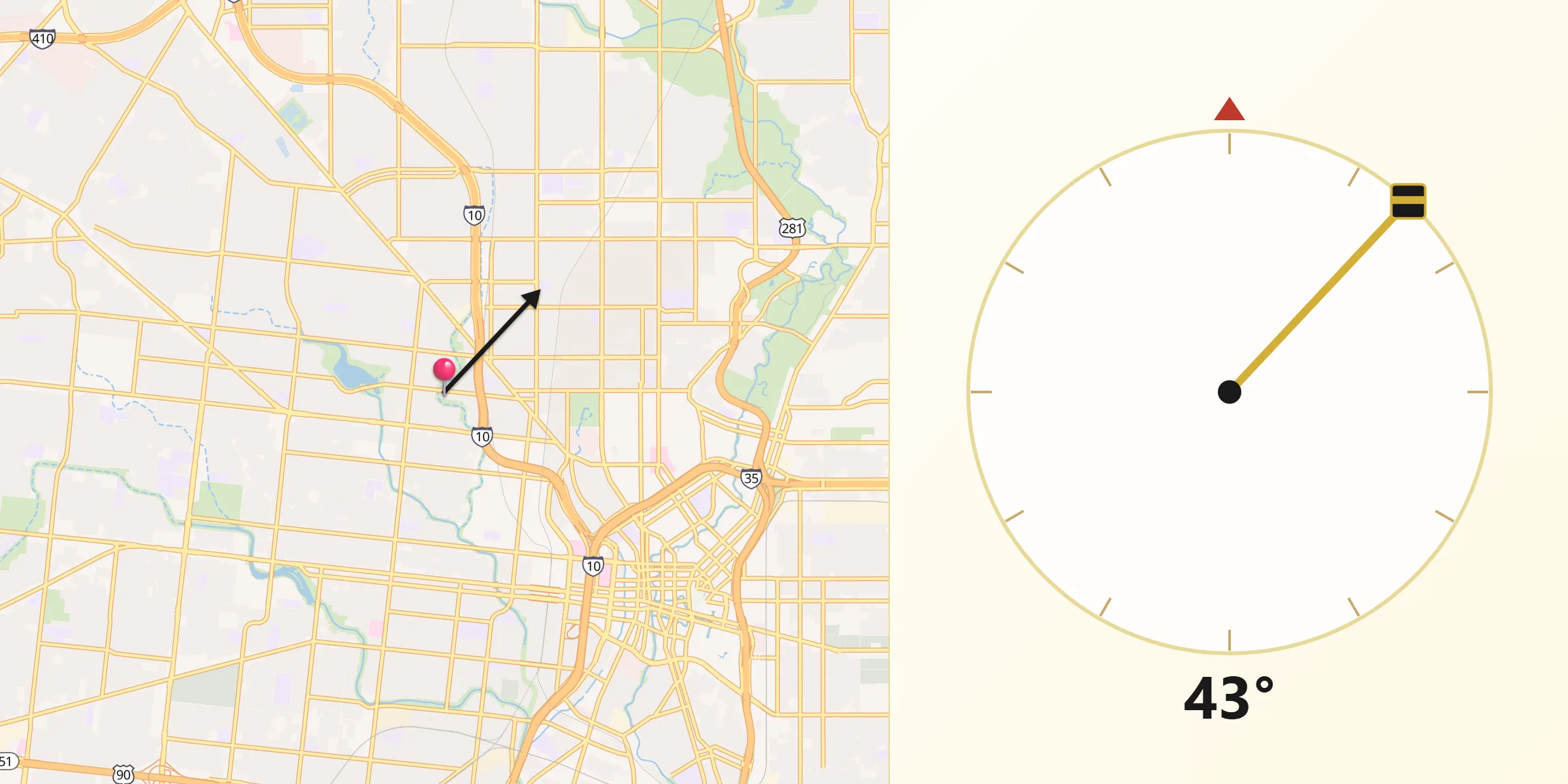 Qibla Direction from Bexar