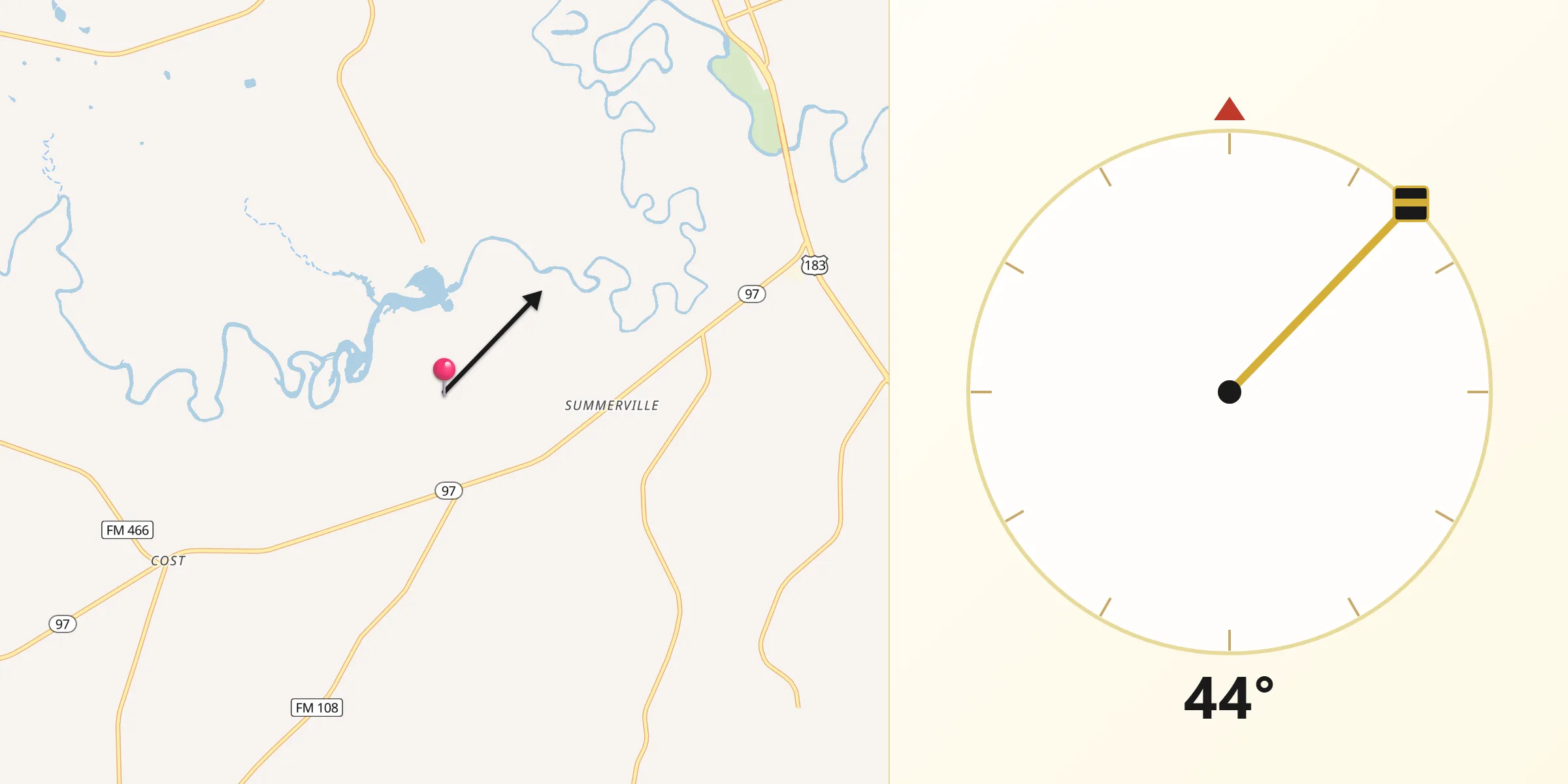Qibla Direction from Gonzales County