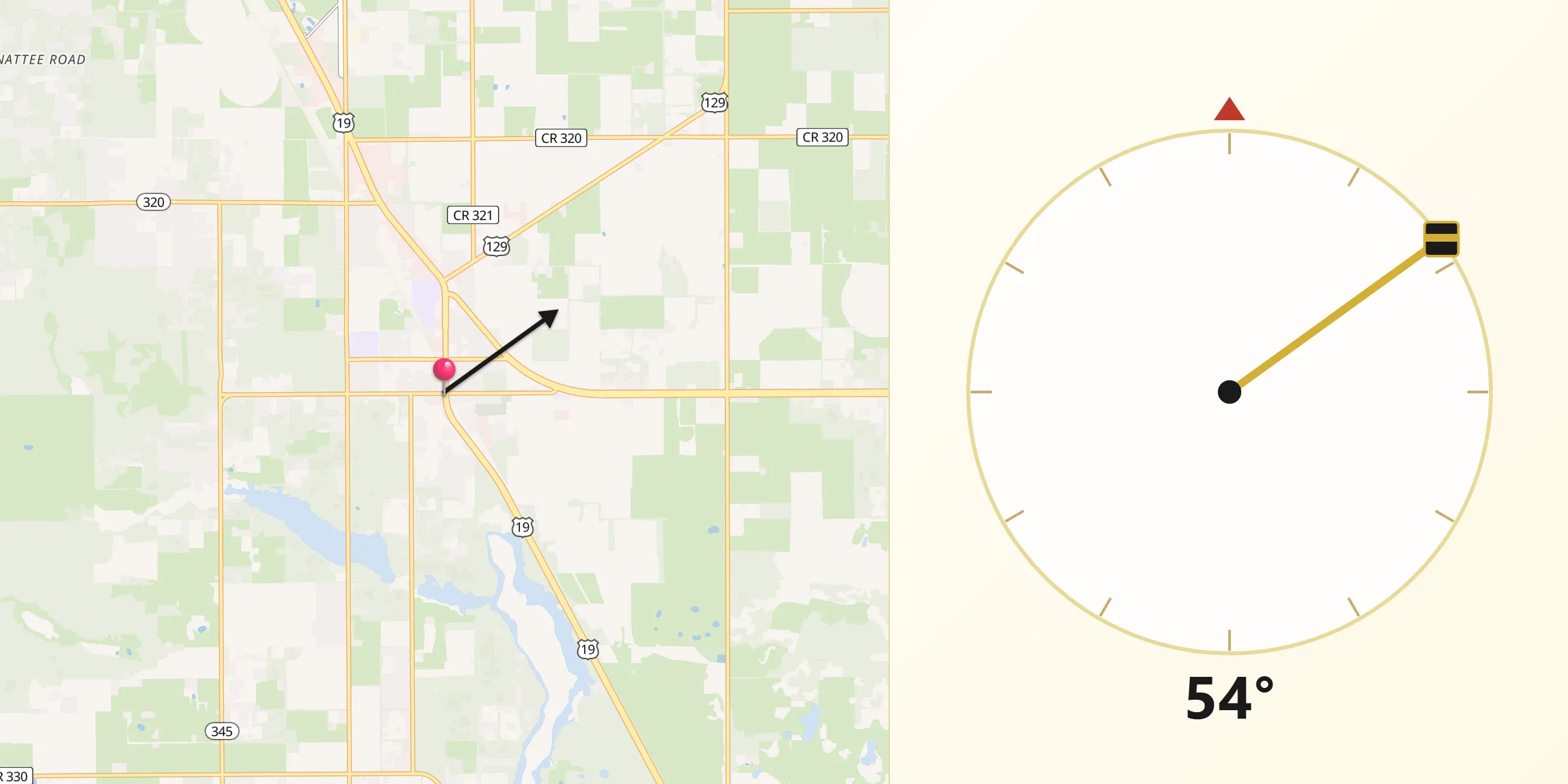 Qibla Direction from Chiefland