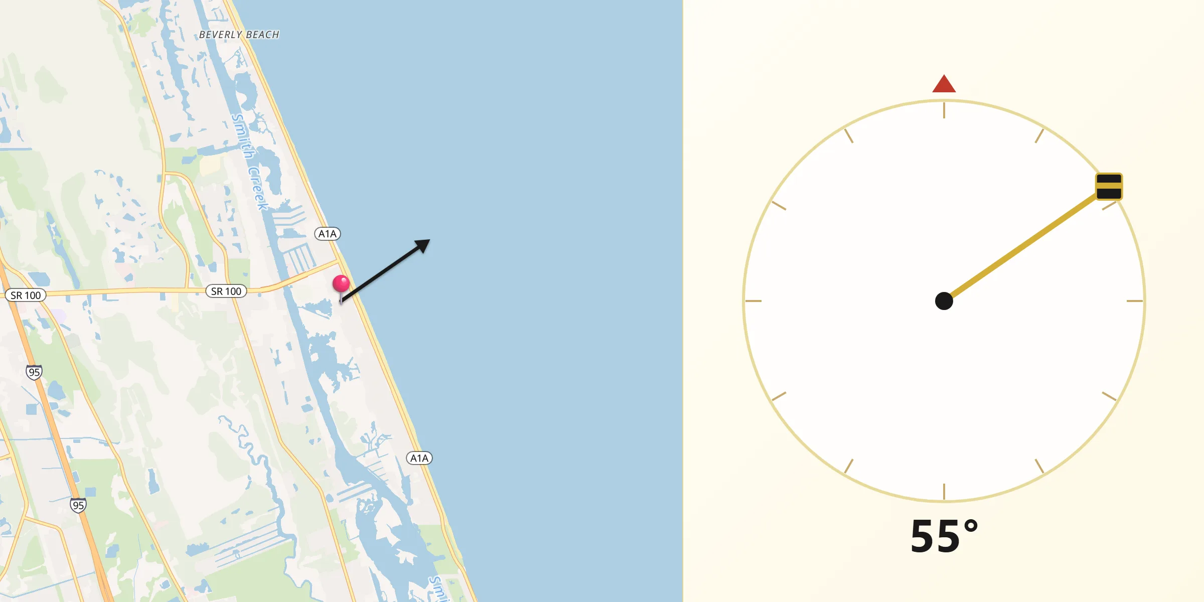 Qibla Direction from Flagler Beach