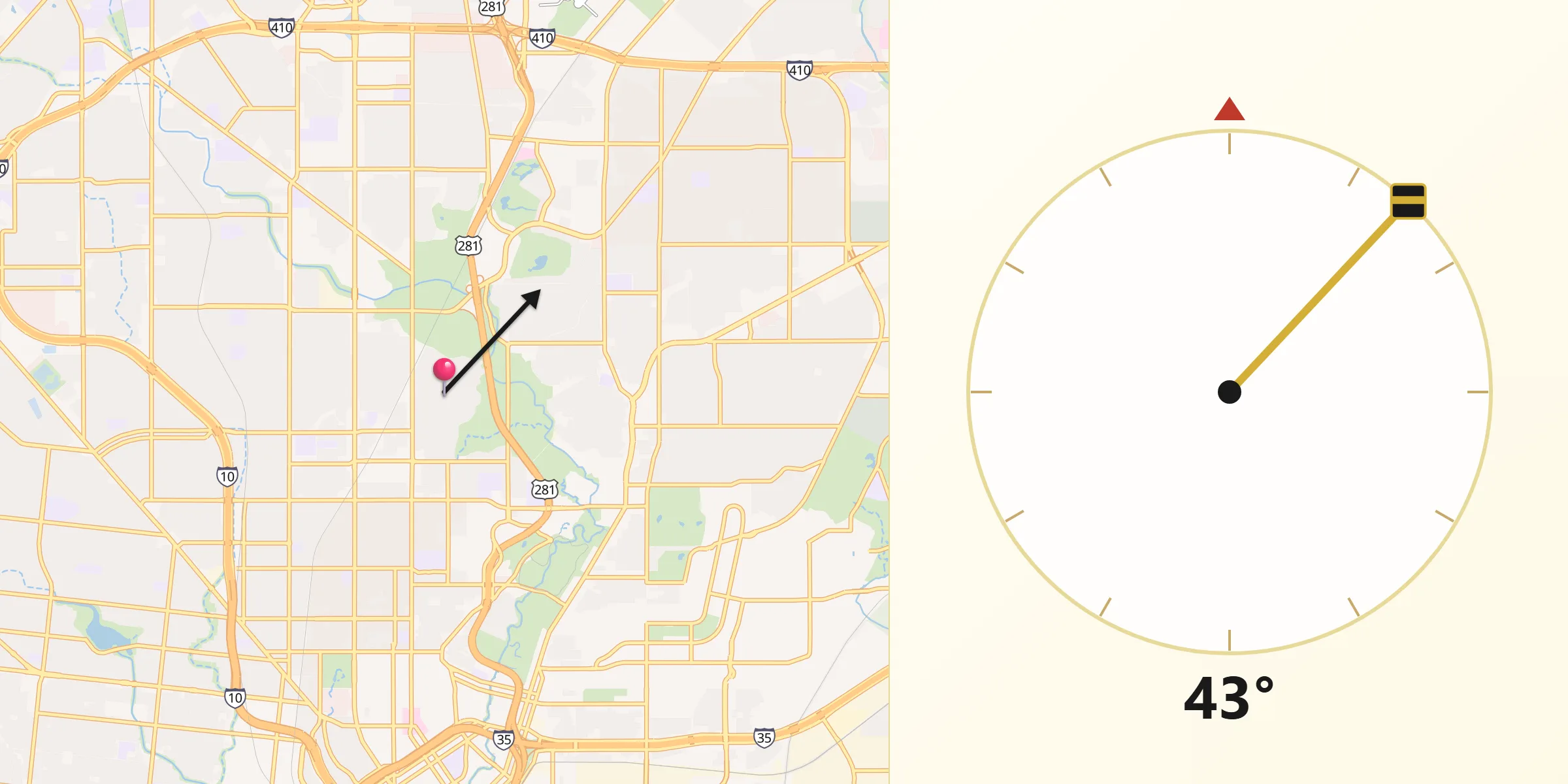 Qibla Direction from Olmos Park
