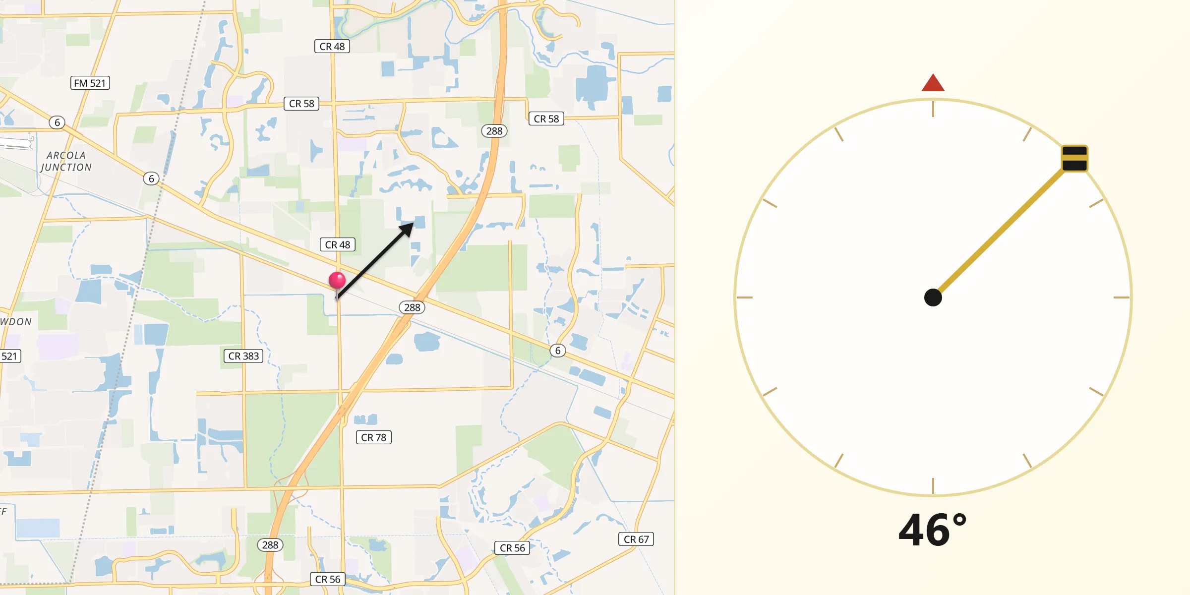 Qibla Direction from Iowa Colony