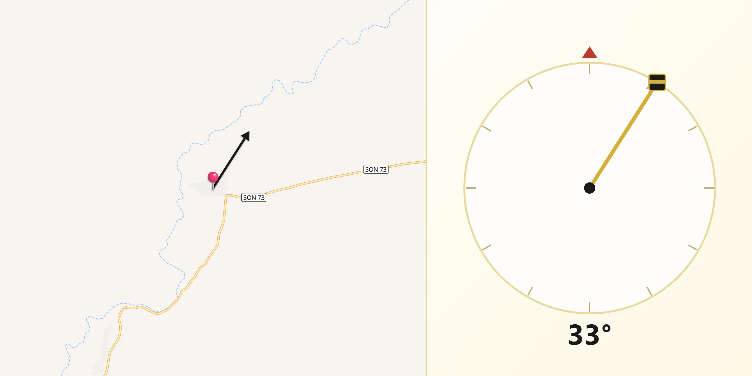 Dirección de la Qibla desde San Miguel de Horcasitas