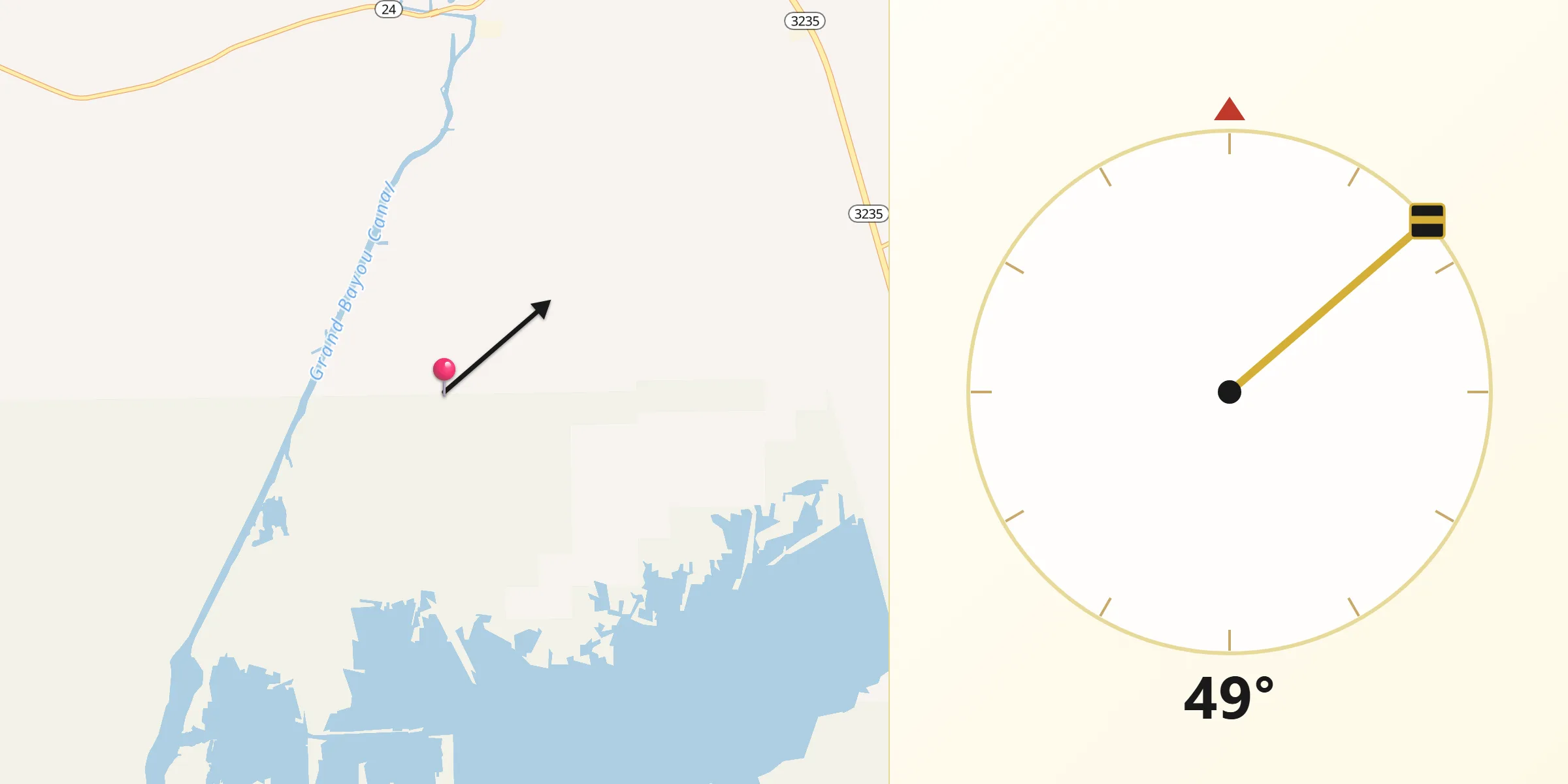 Qibla Direction from Lafourche