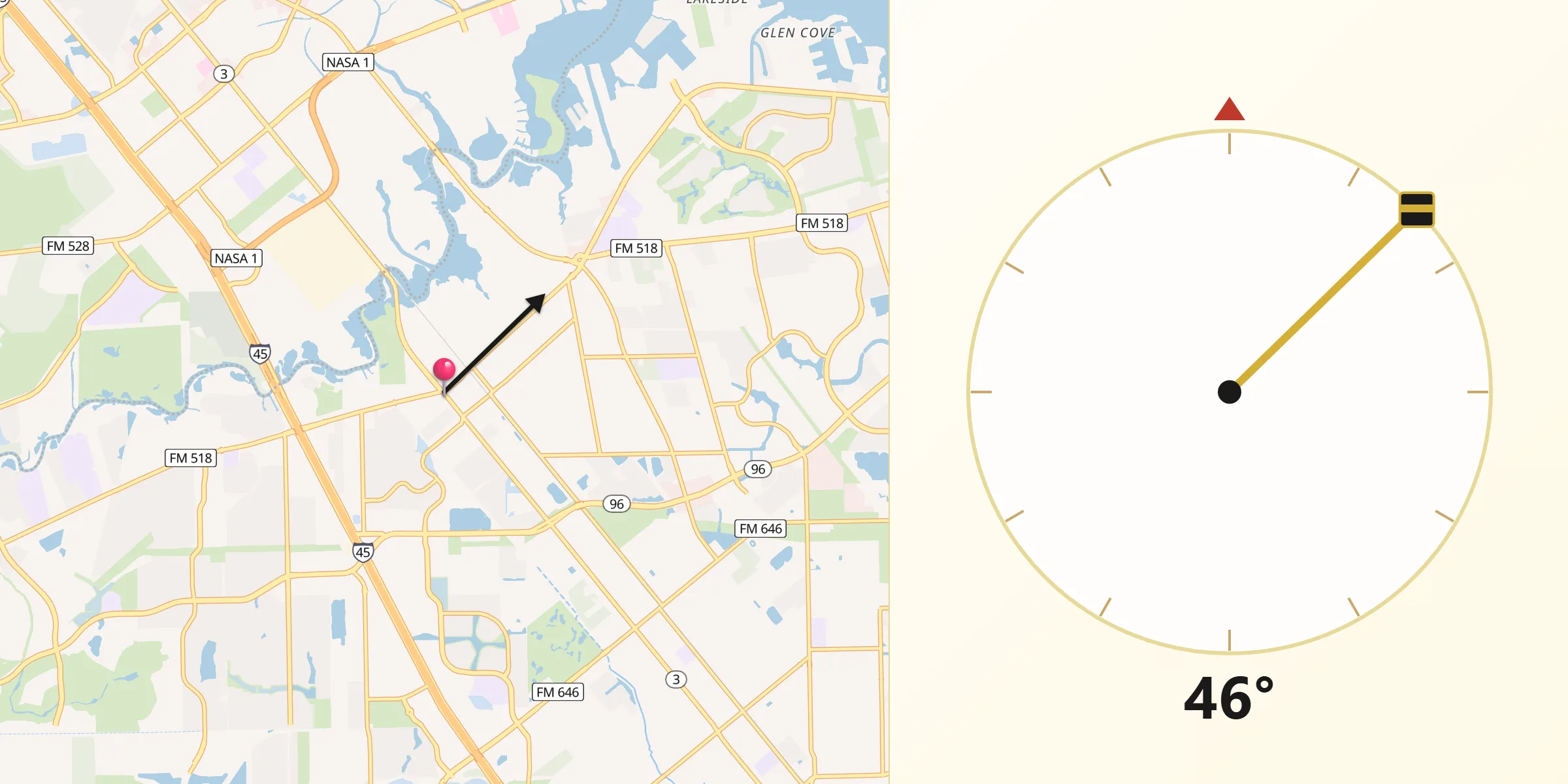 Qibla Direction from League City