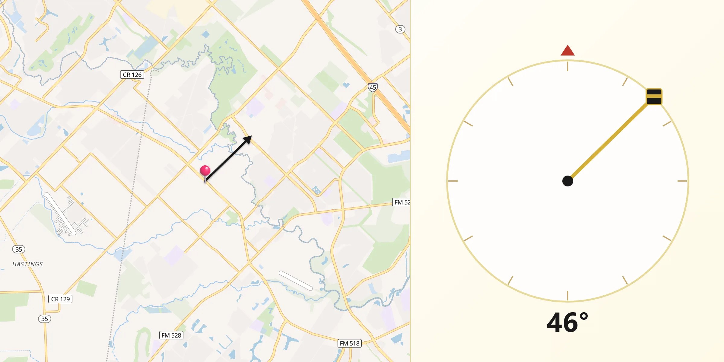 Qibla Direction from Friendswood