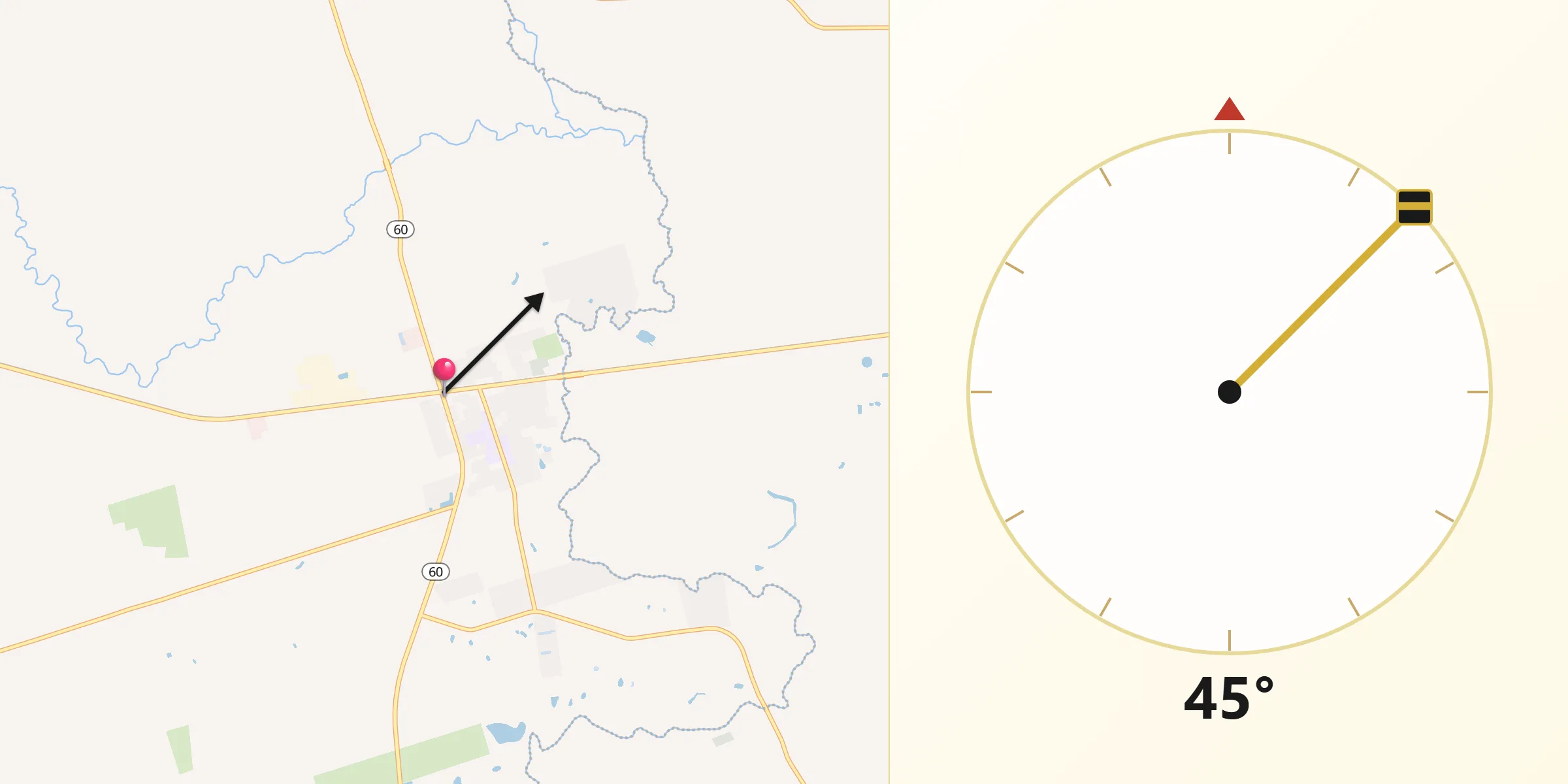 Qibla Direction from East Bernard