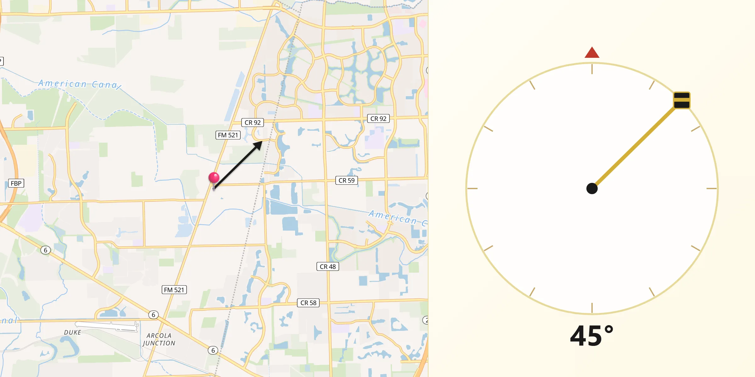 Direção da Qibla a partir de Fresno