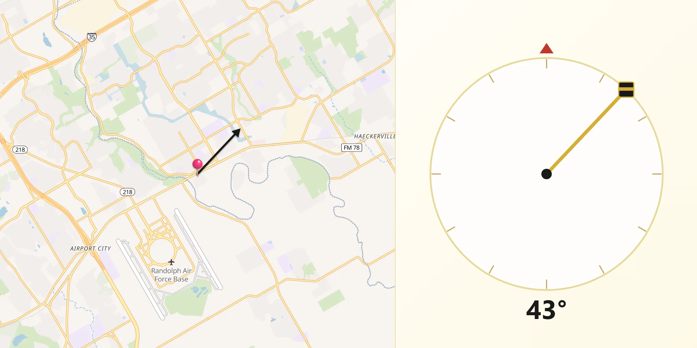 Qibla Direction from Schertz