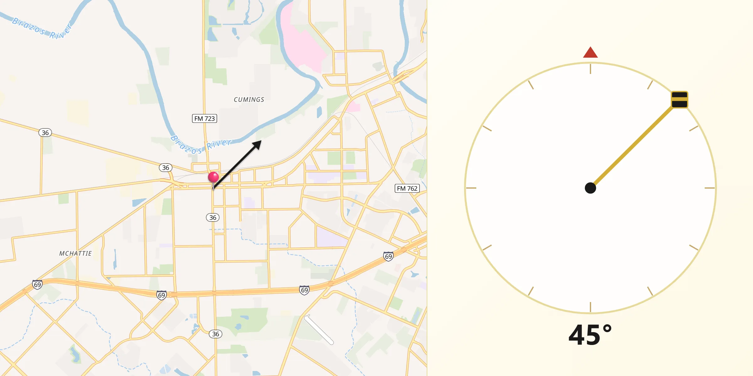 Qibla Direction from Rosenberg
