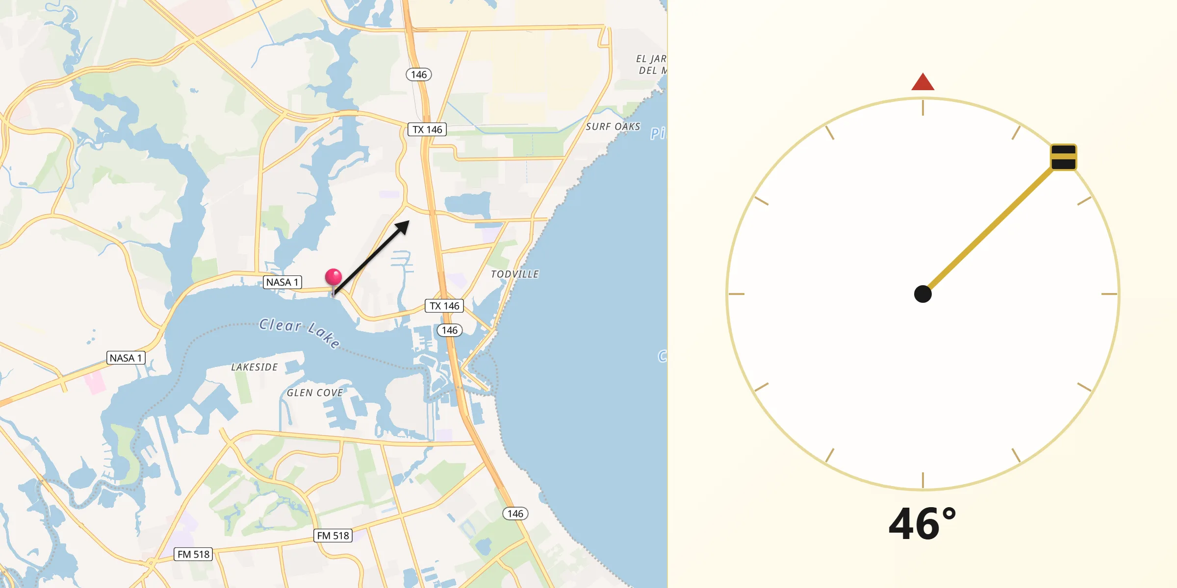 Qibla Direction from El Lago