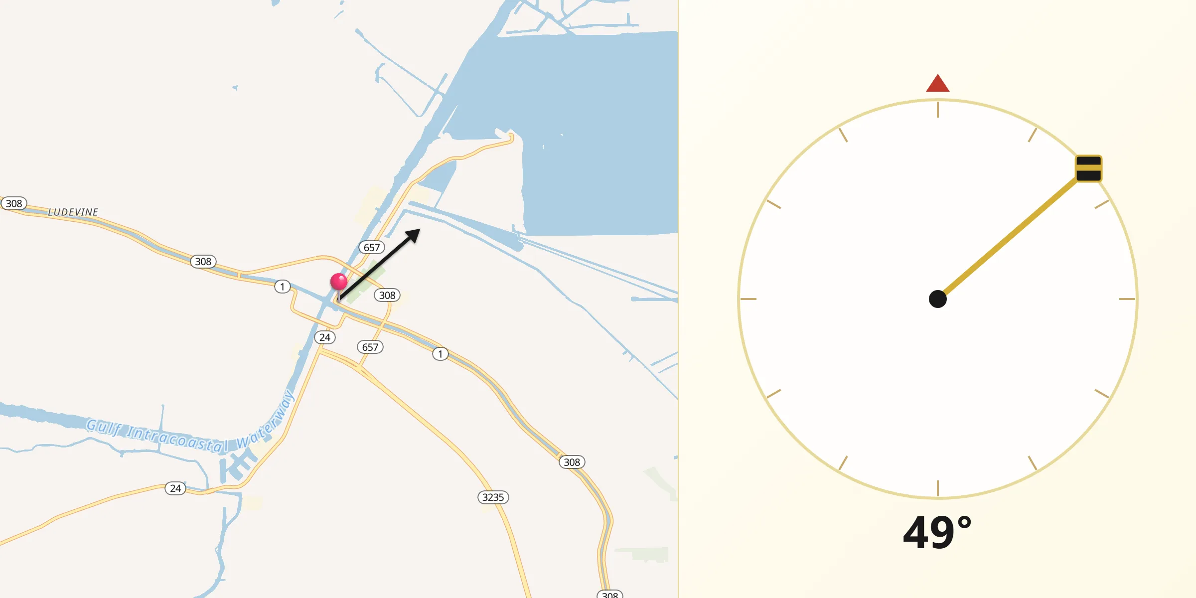 Qibla Direction from Larose