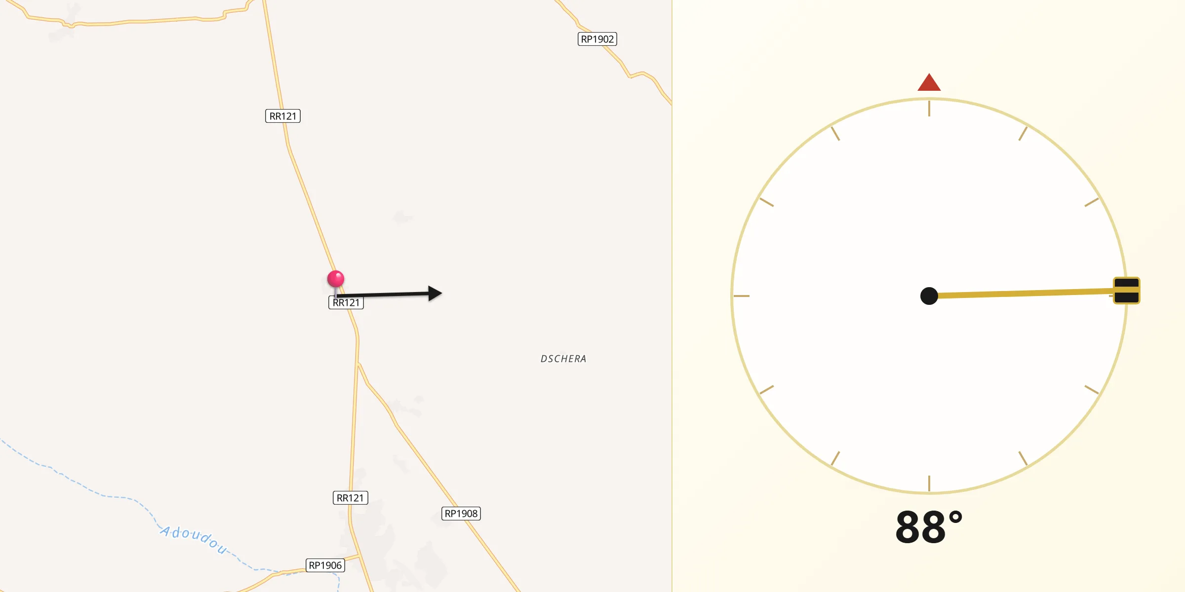 اتجاه القبلة من الركادة