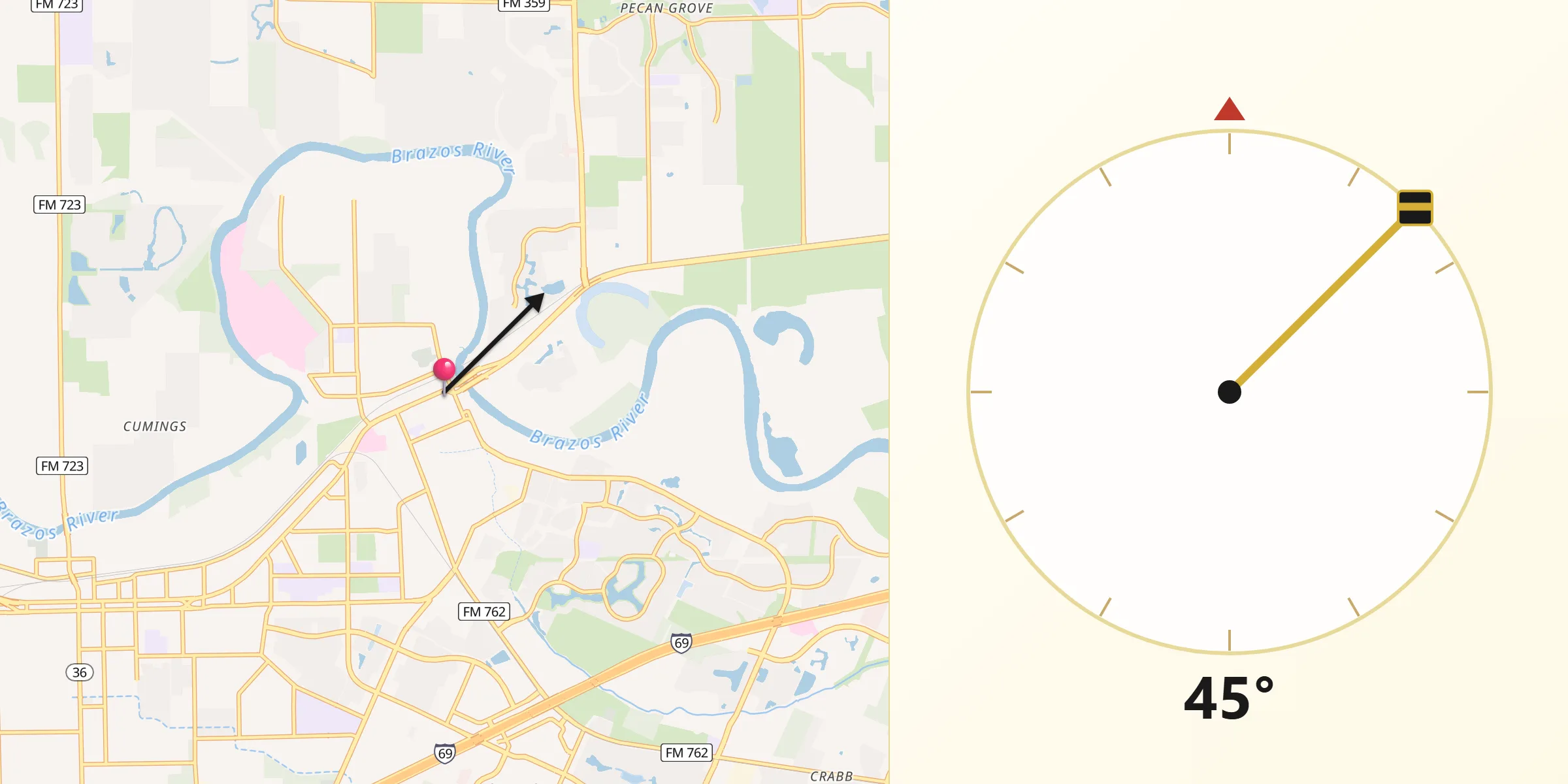 Dirección de la Qibla desde Richmond