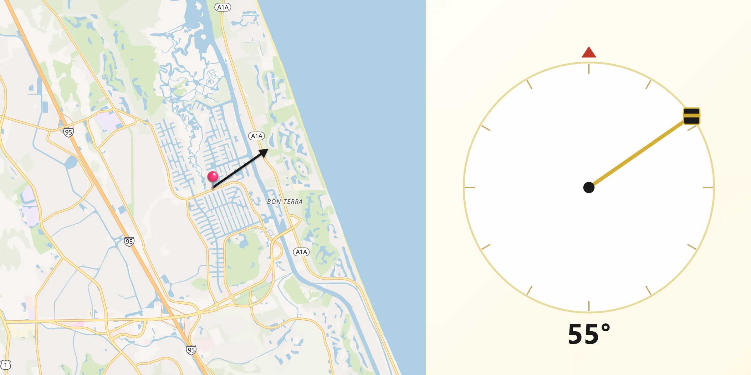 Qibla Direction from Palm Coast