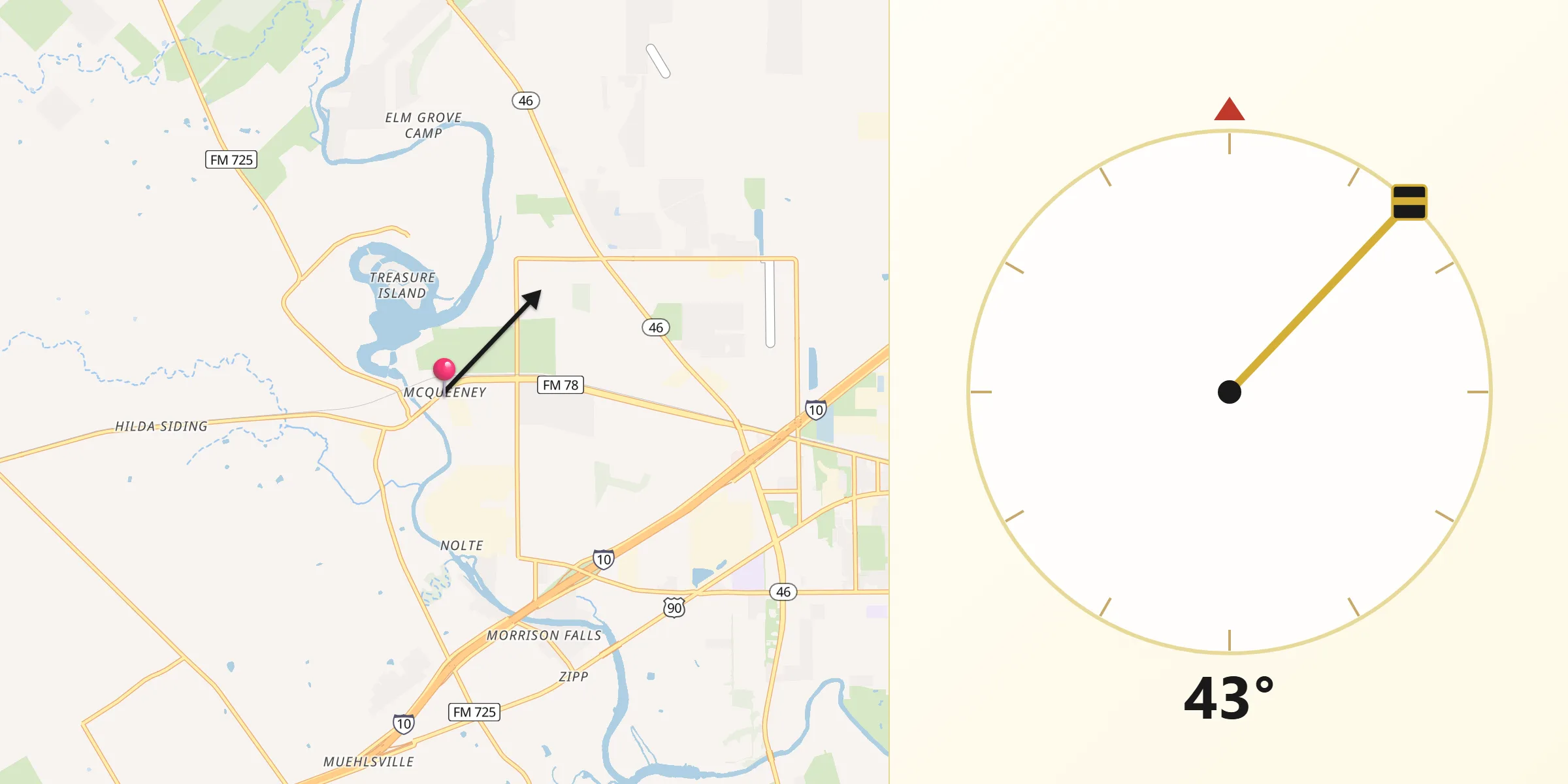 Qibla Direction from McQueeney