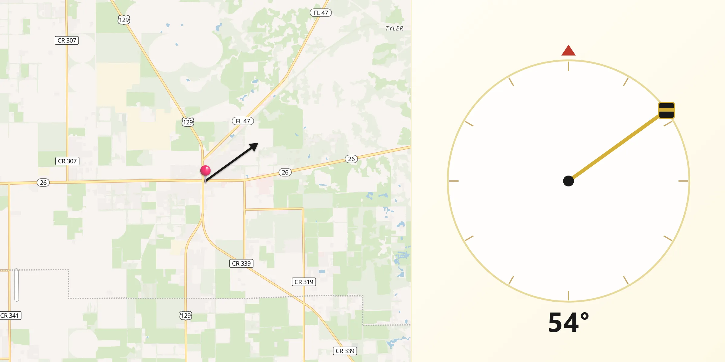 Qibla Direction from Trenton