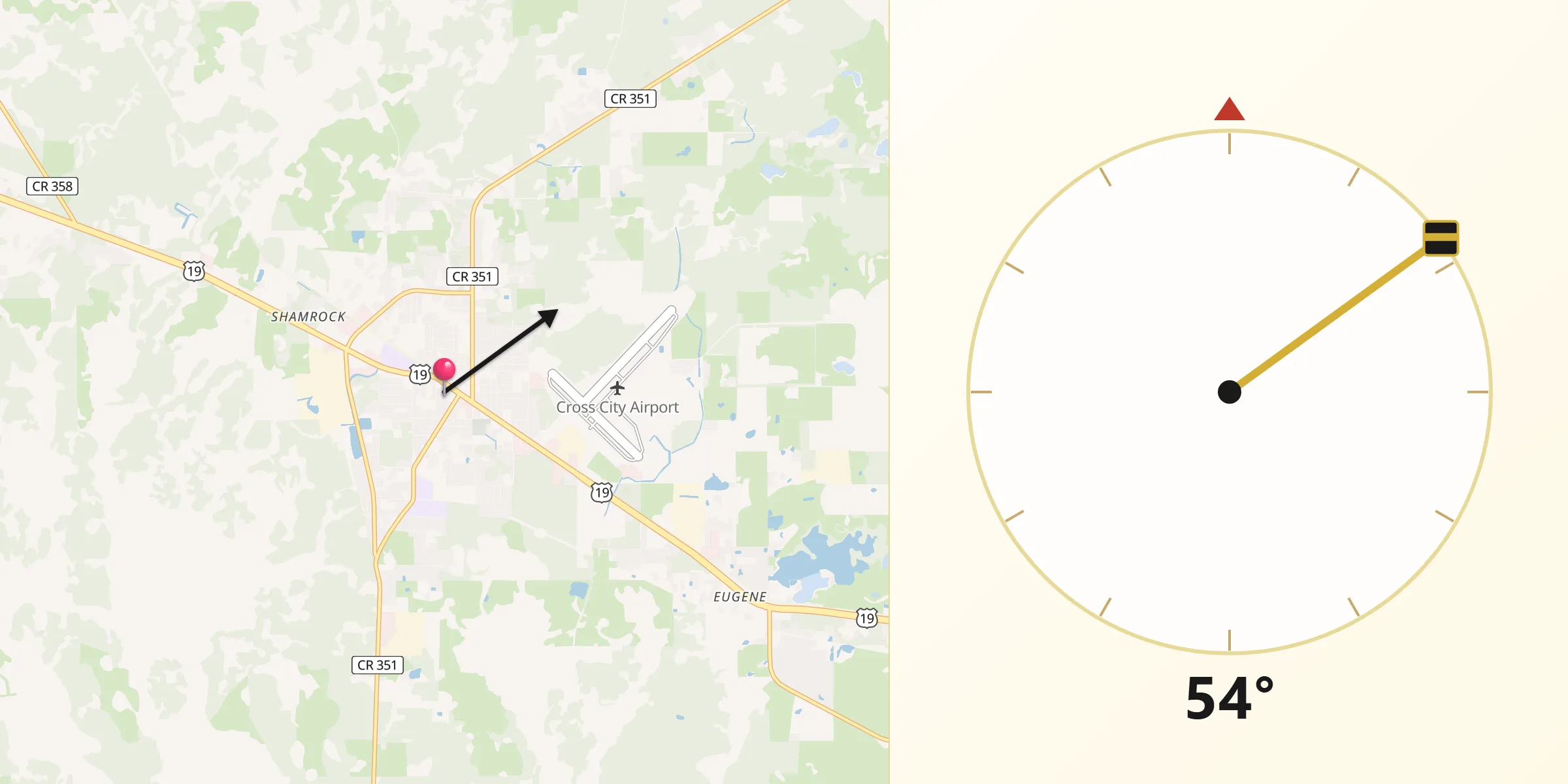 Qibla Direction from Cross City