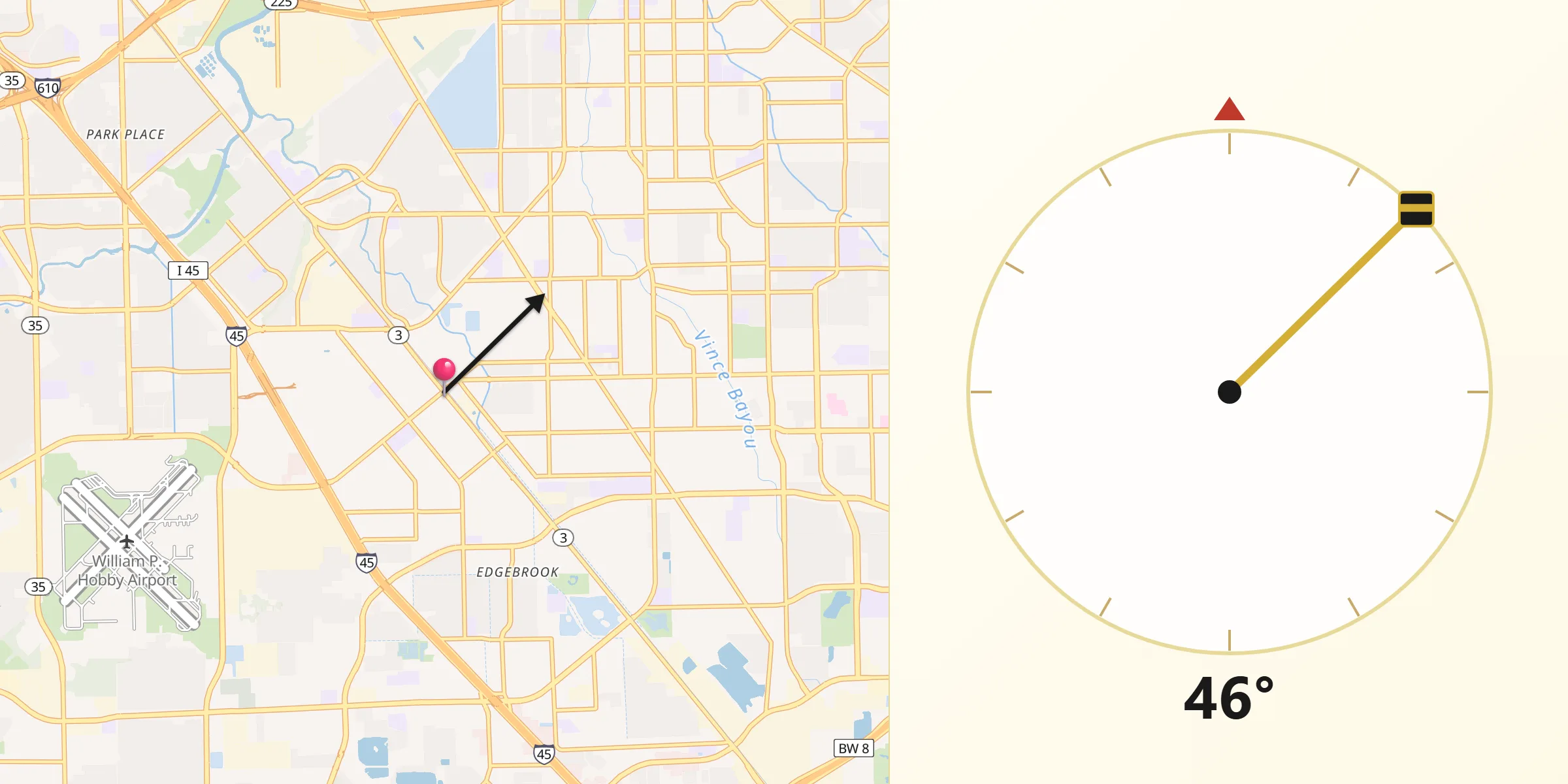 Qibla Direction from South Houston