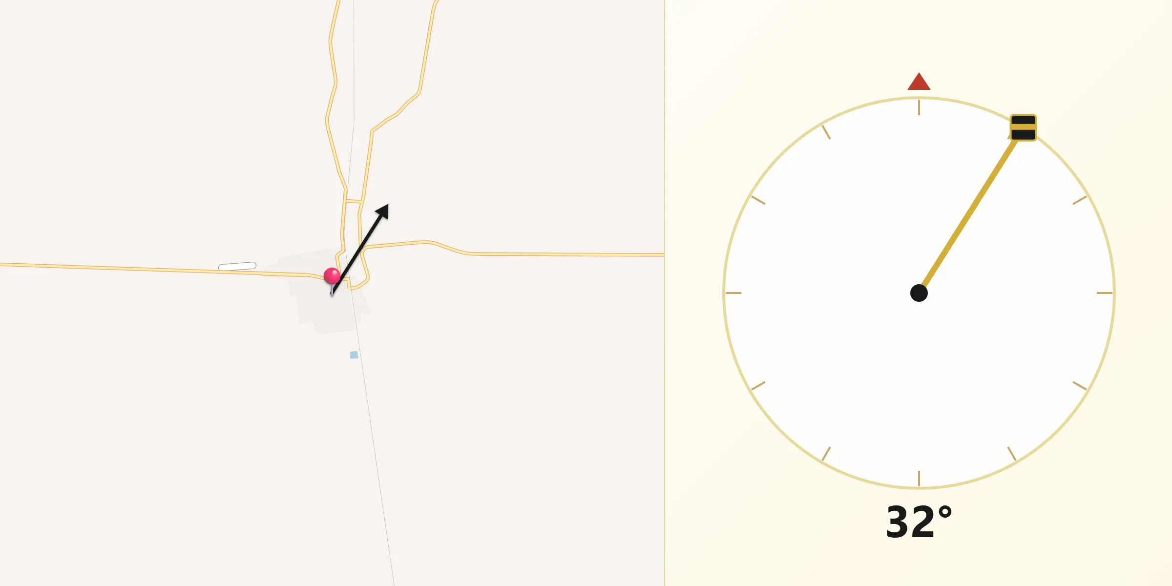 Dirección de la Qibla desde Carbo