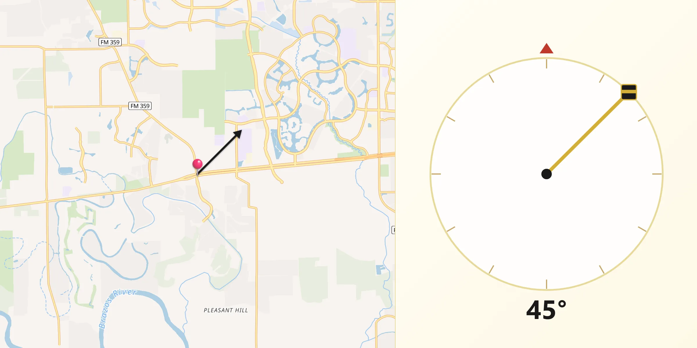 Qibla Direction from Fulshear