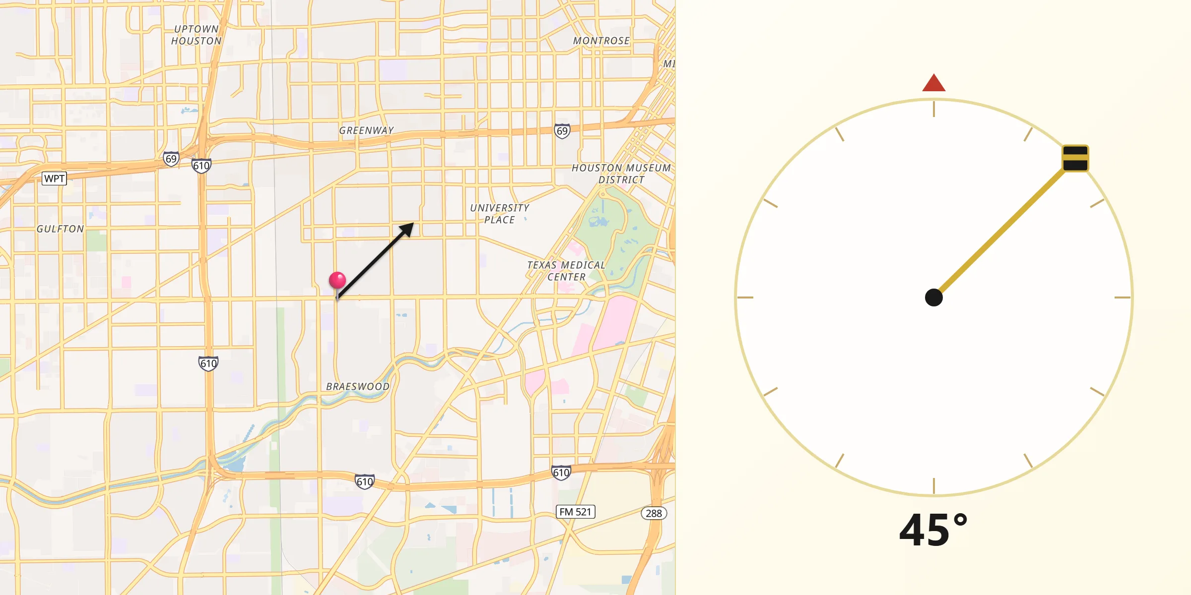 Qibla Direction from Southside Place