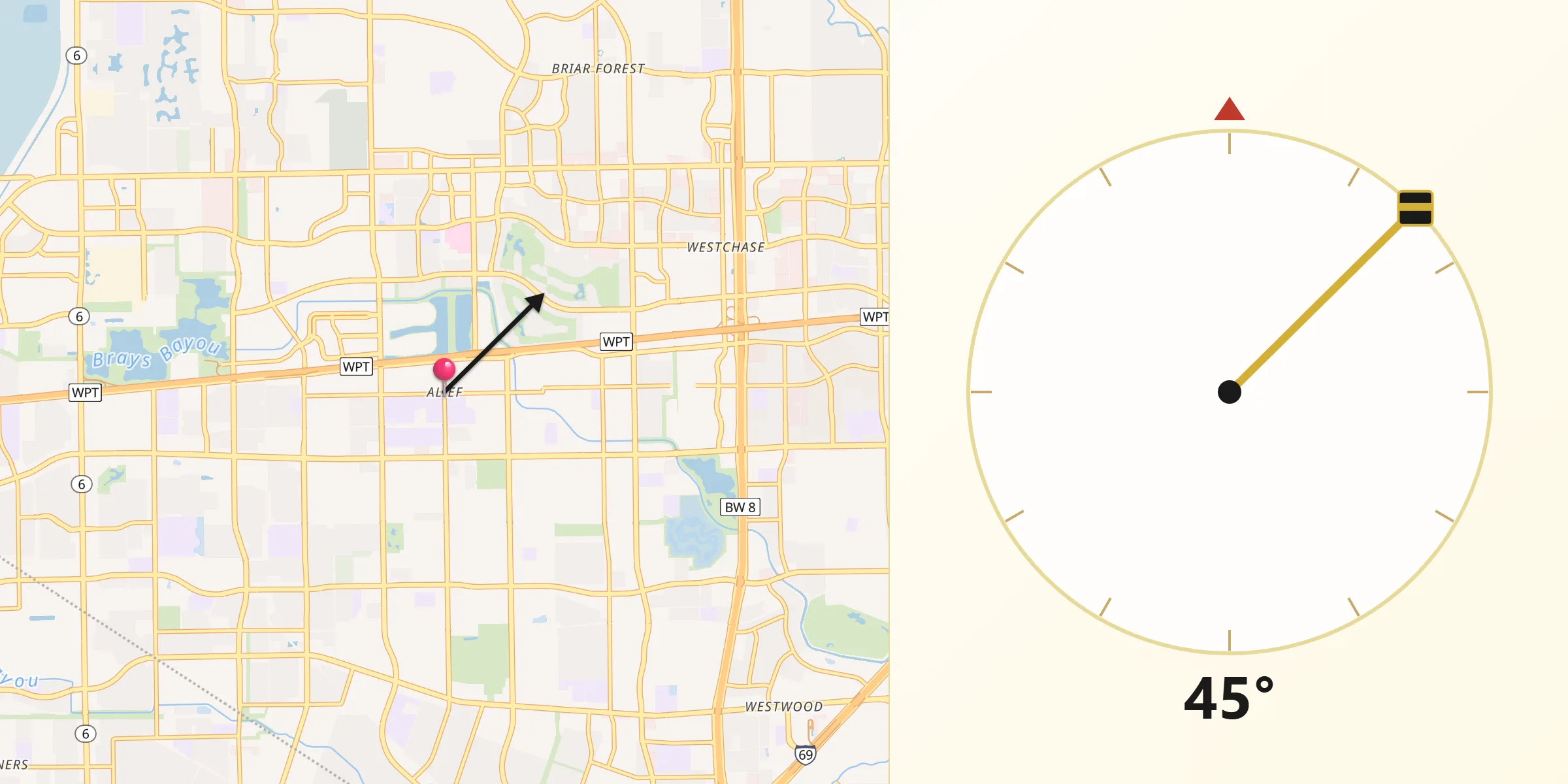 Qibla Direction from Alief