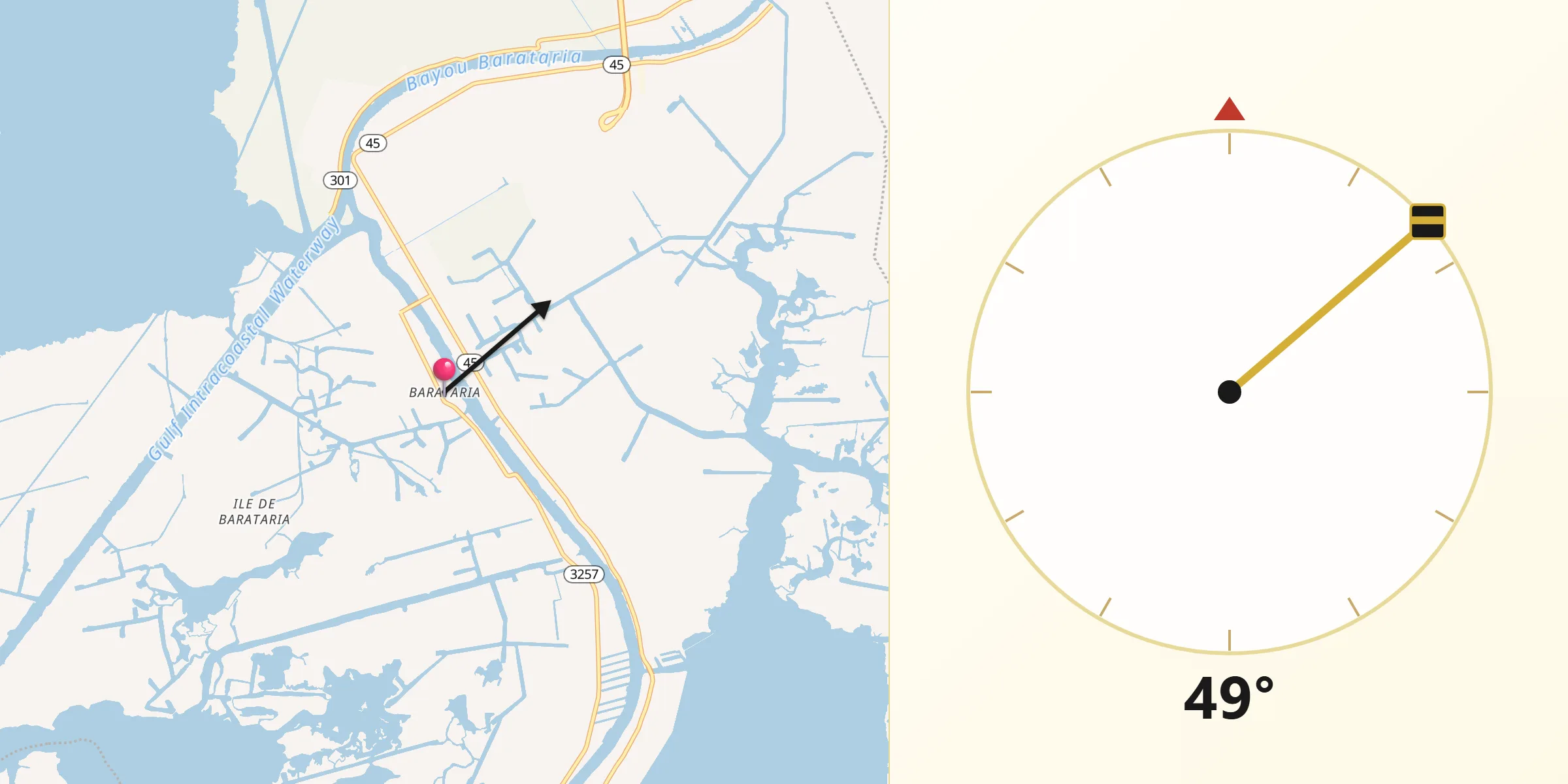 Qibla Direction from Barataria