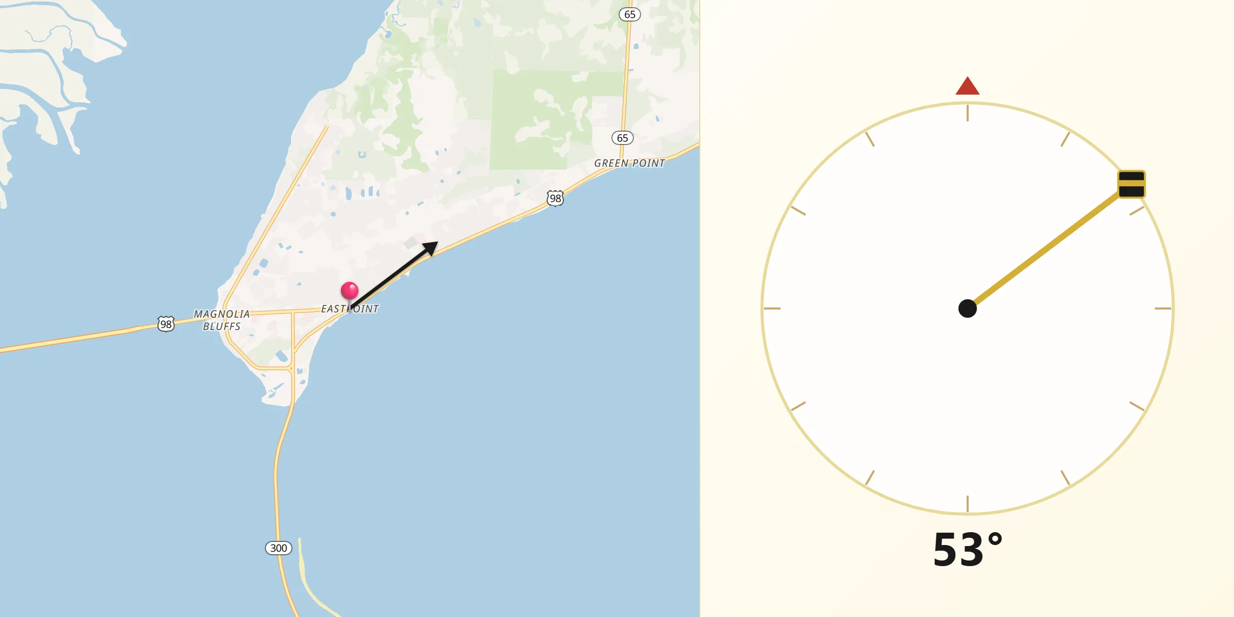 Qibla Direction from Eastpoint
