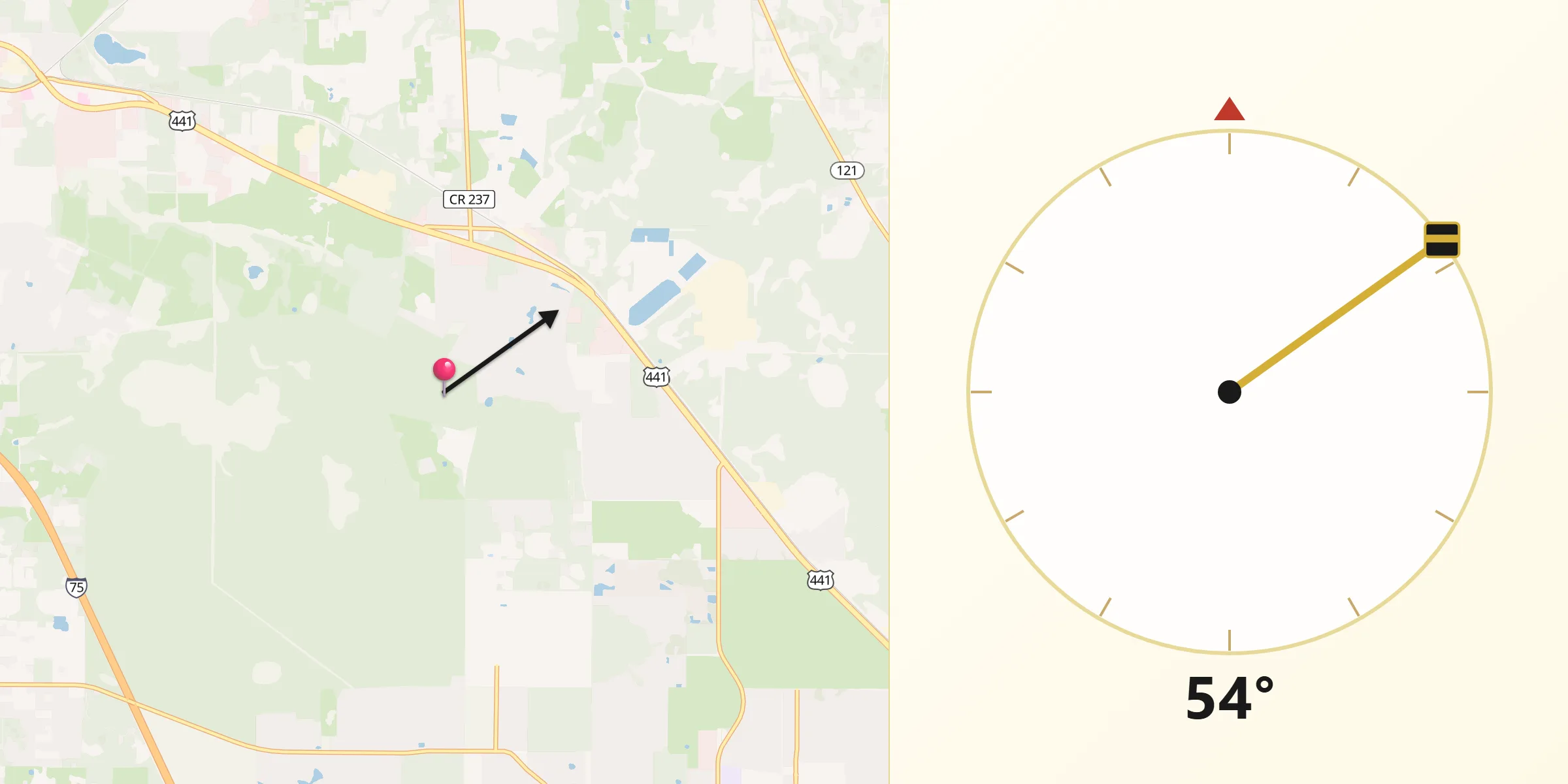 Qibla Direction from Alachua