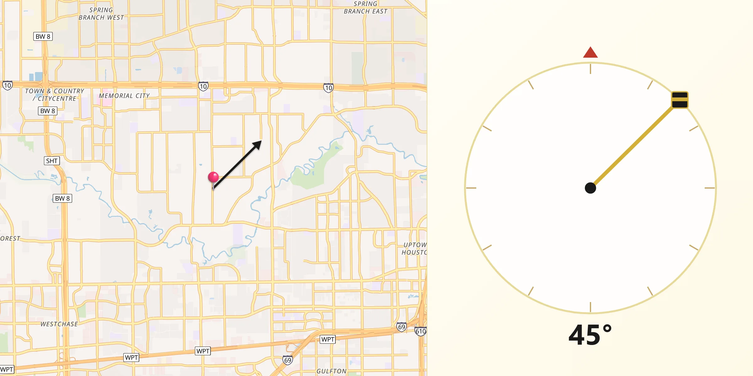Qibla Direction from Piney Point Village