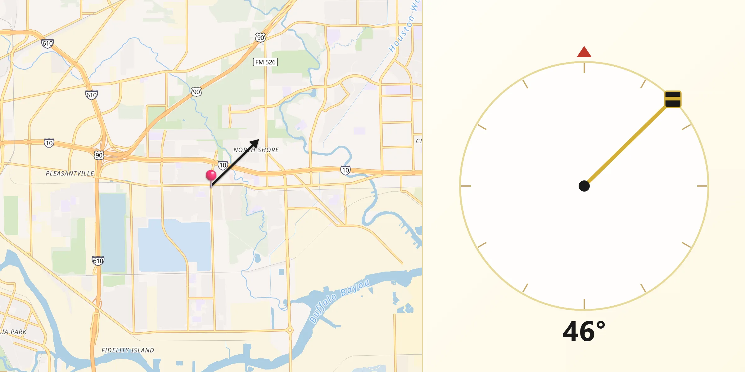 Qibla Direction from Jacinto City