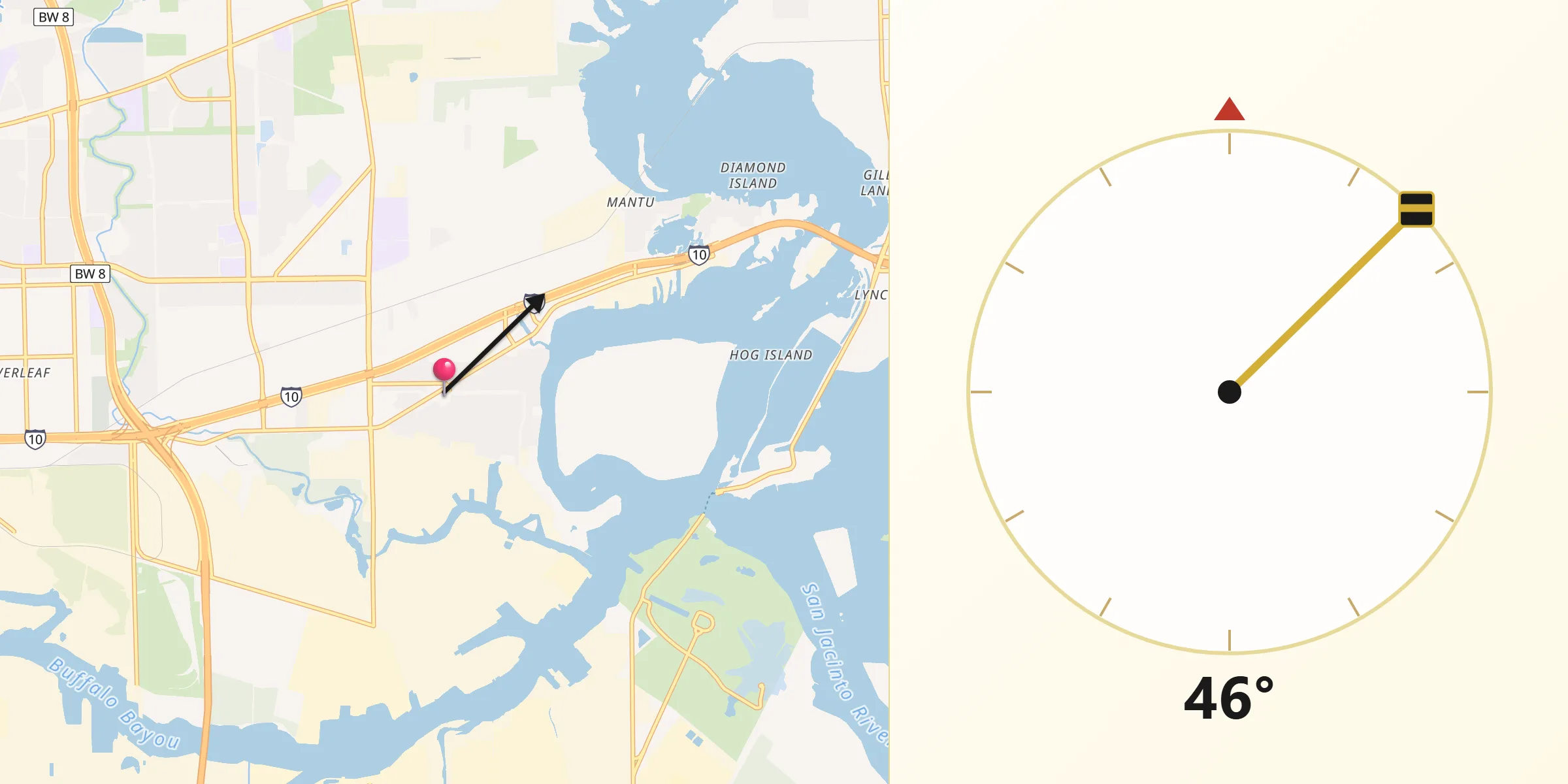 Qibla Direction from Channelview