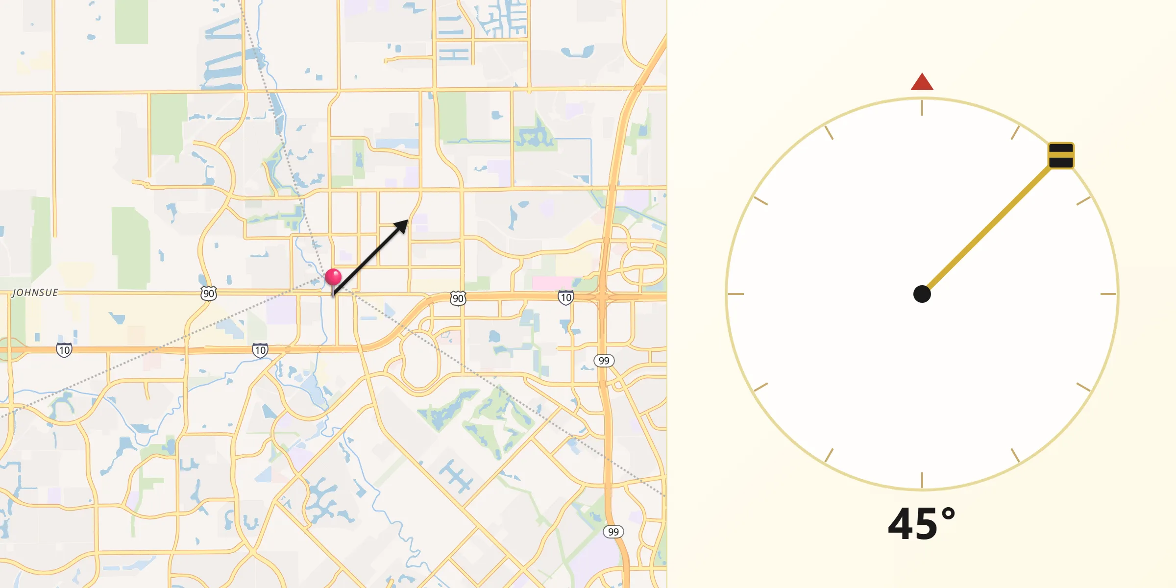 Qibla Direction from Katy
