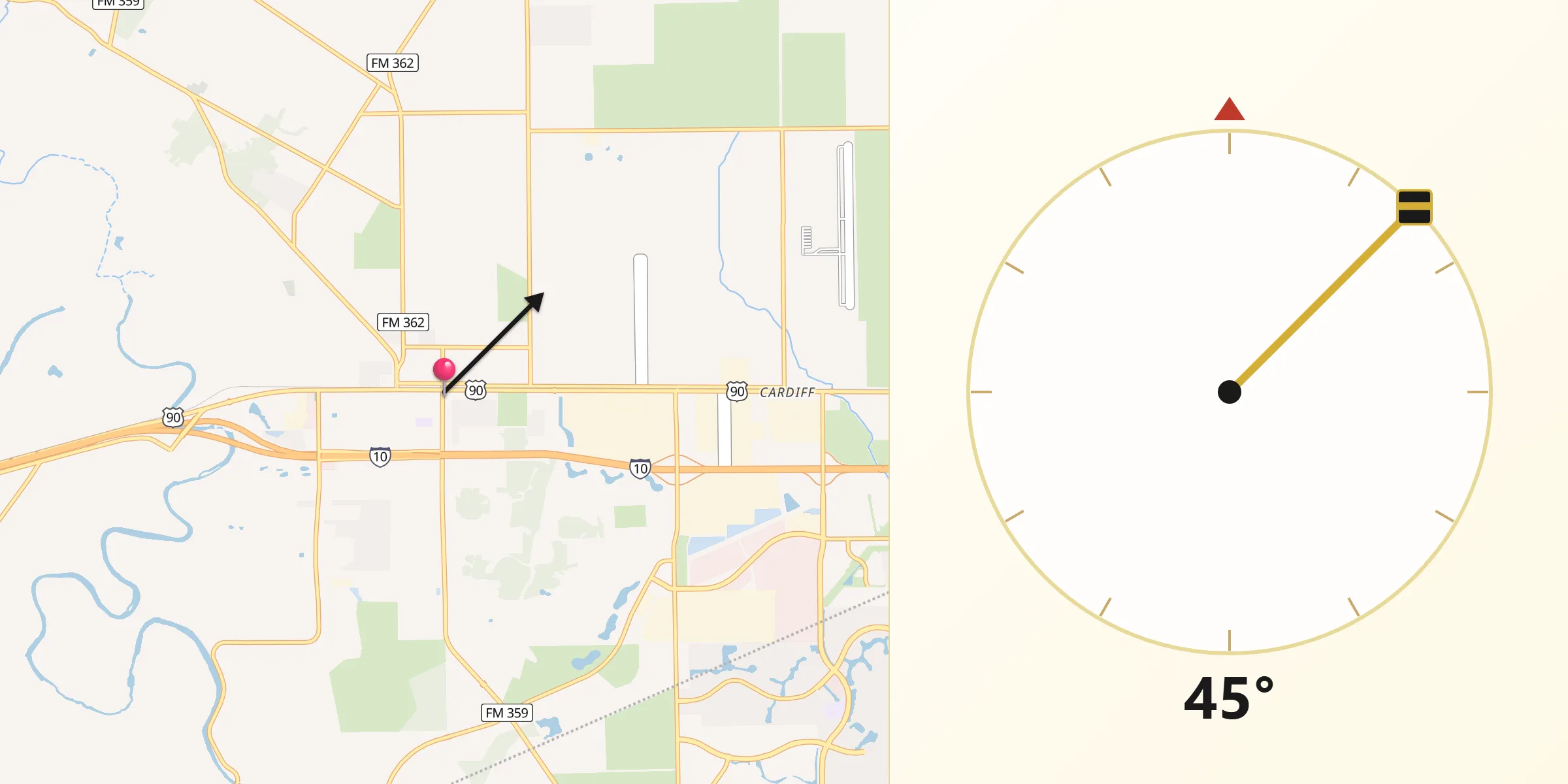 Qibla Direction from Brookshire
