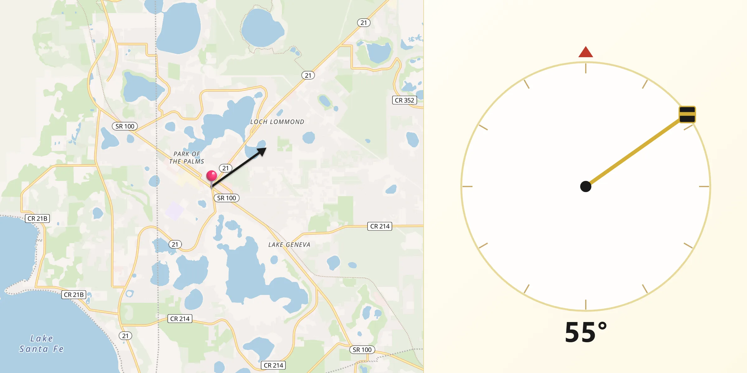 Qibla Direction from Keystone Heights