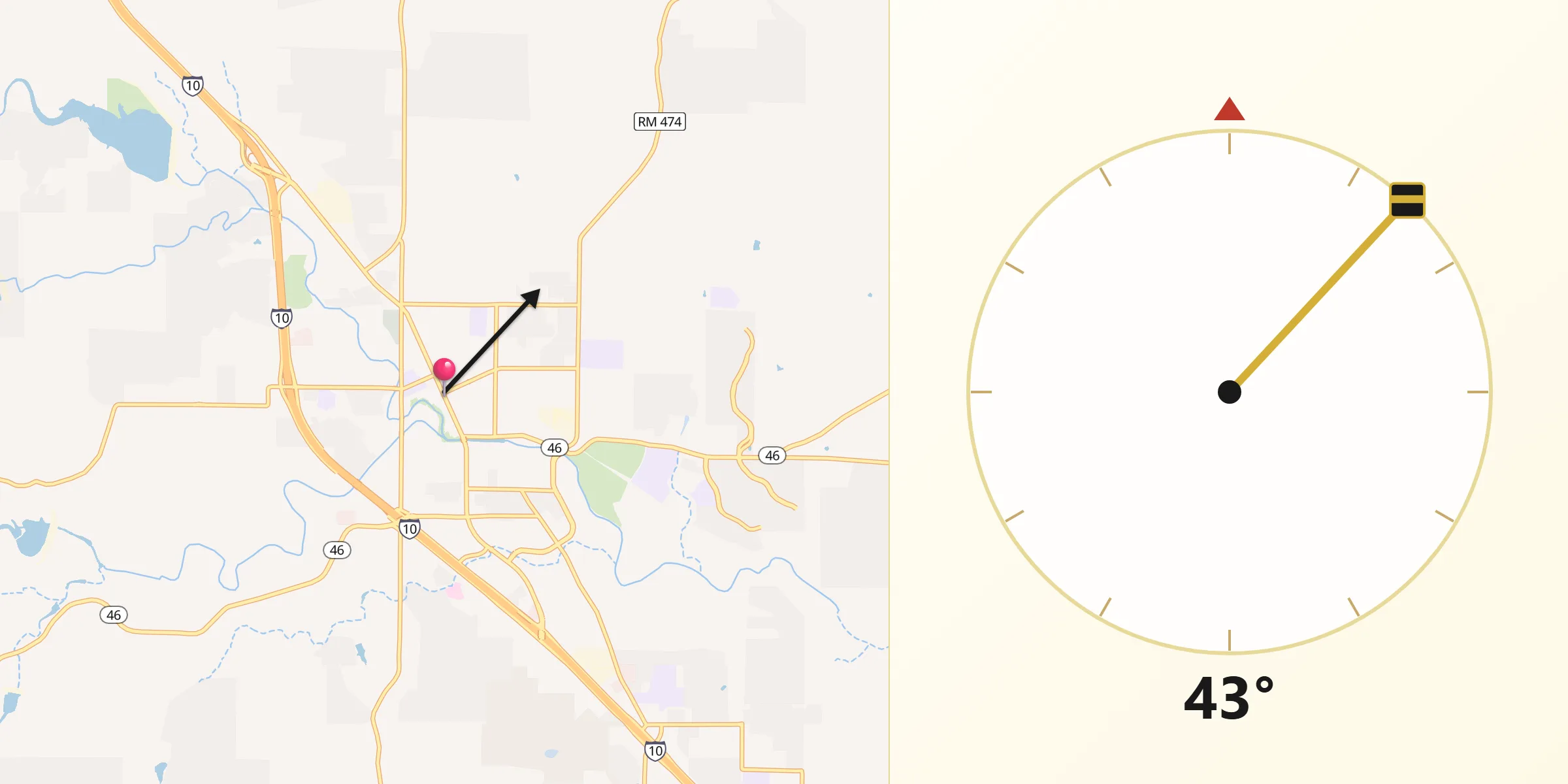 Qibla Direction from Boerne