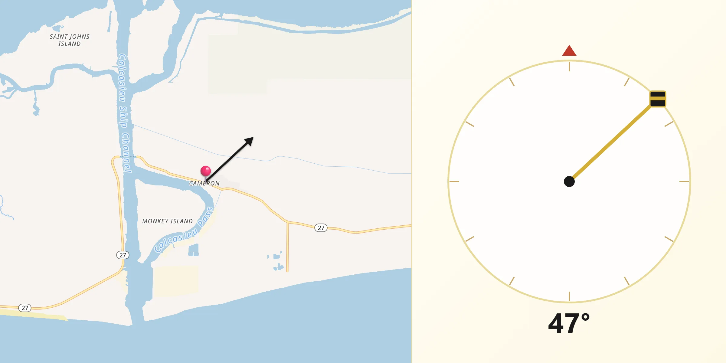 Qibla Direction from Cameron