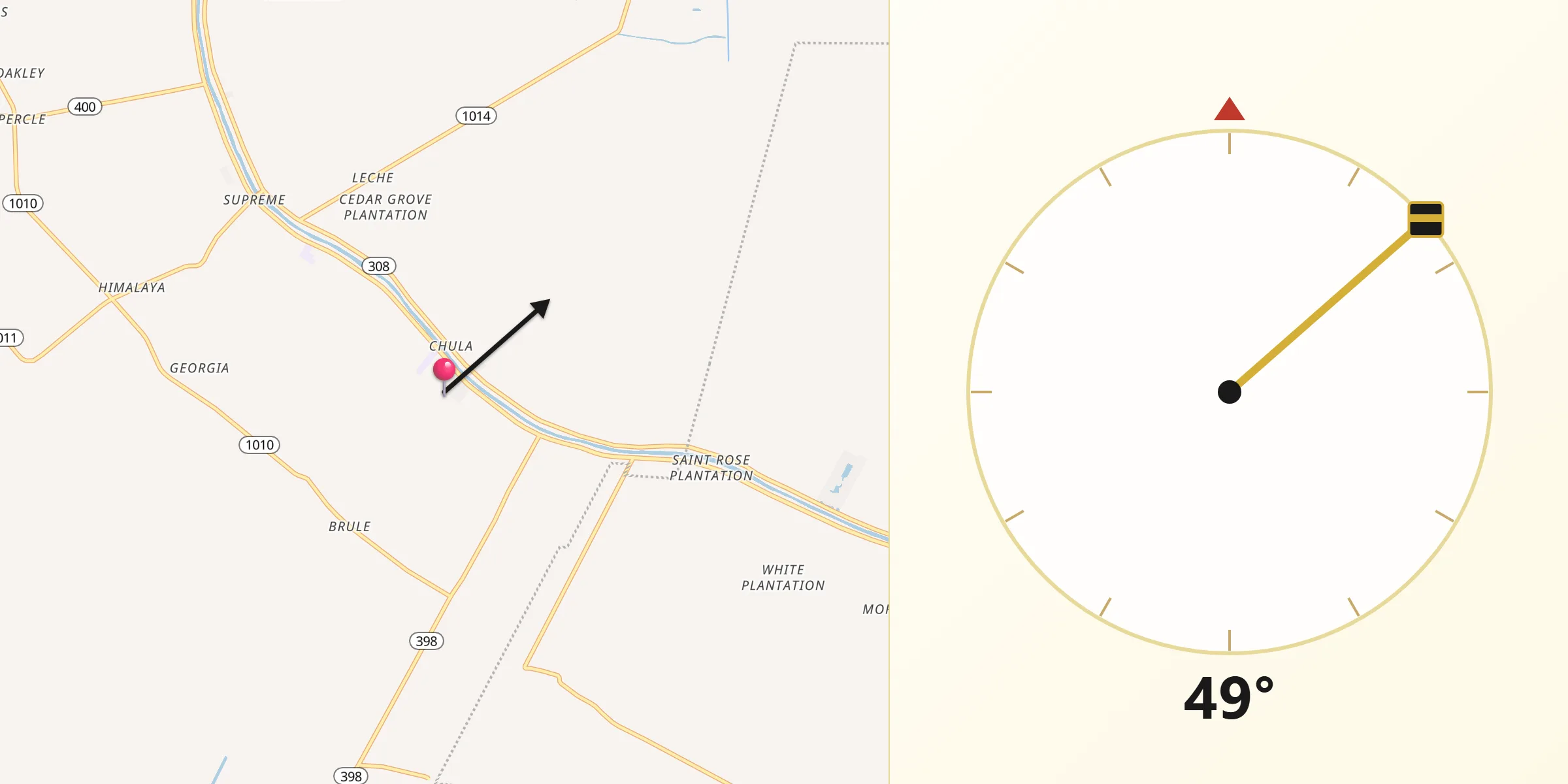 Qibla Direction from Labadieville