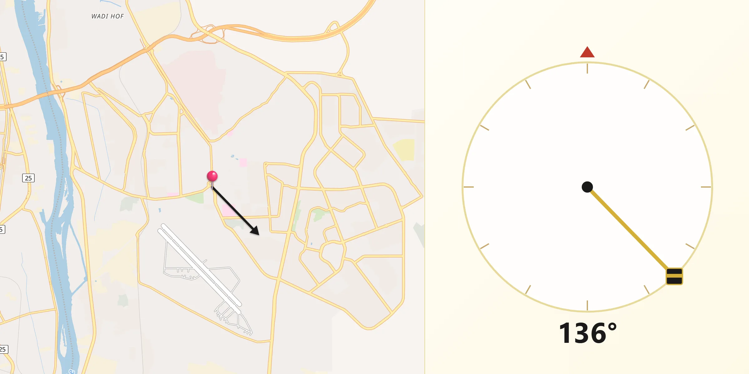 Kierunek Qibla z Heluan