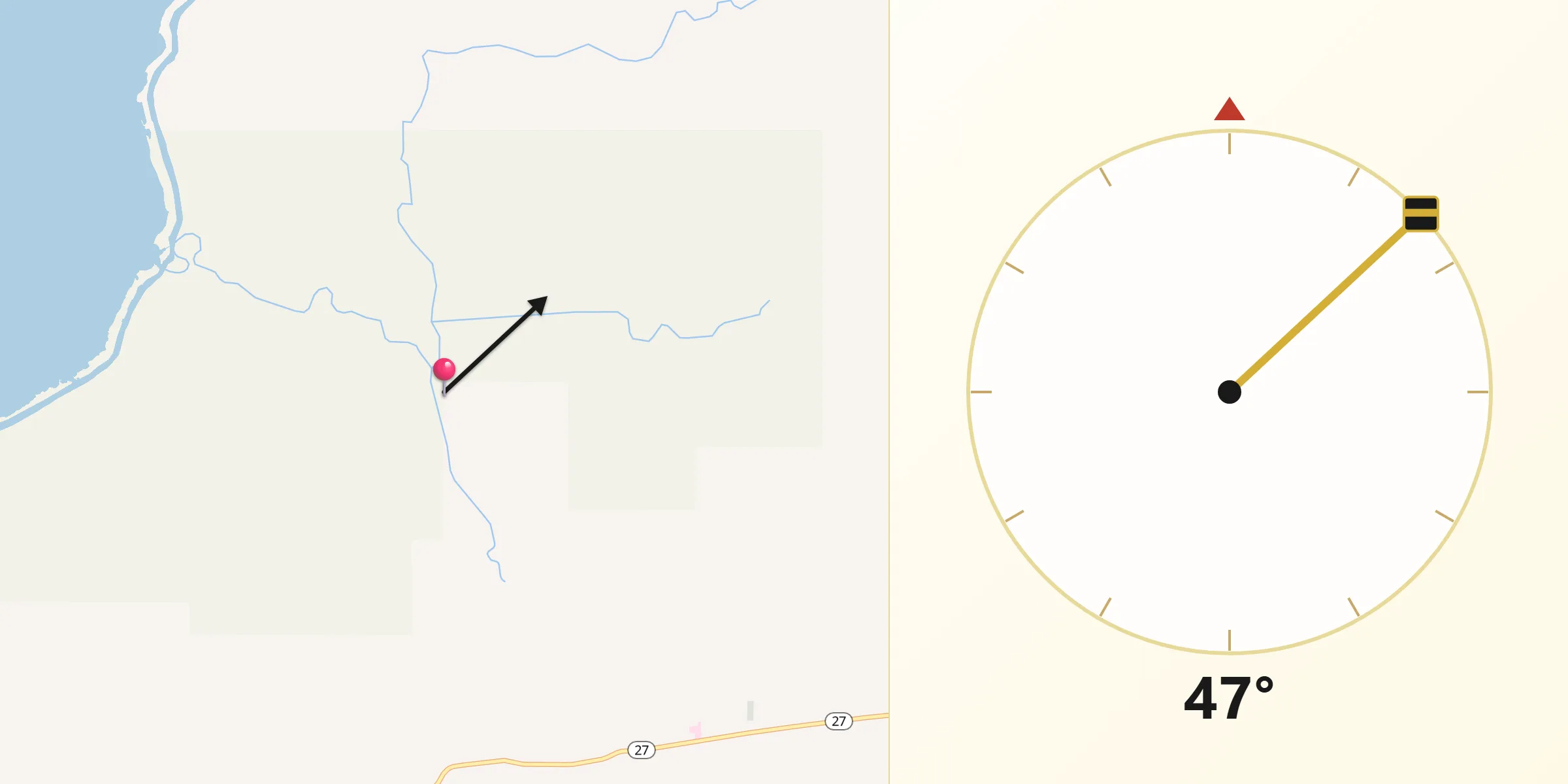 Qibla Direction from Cameron Parish